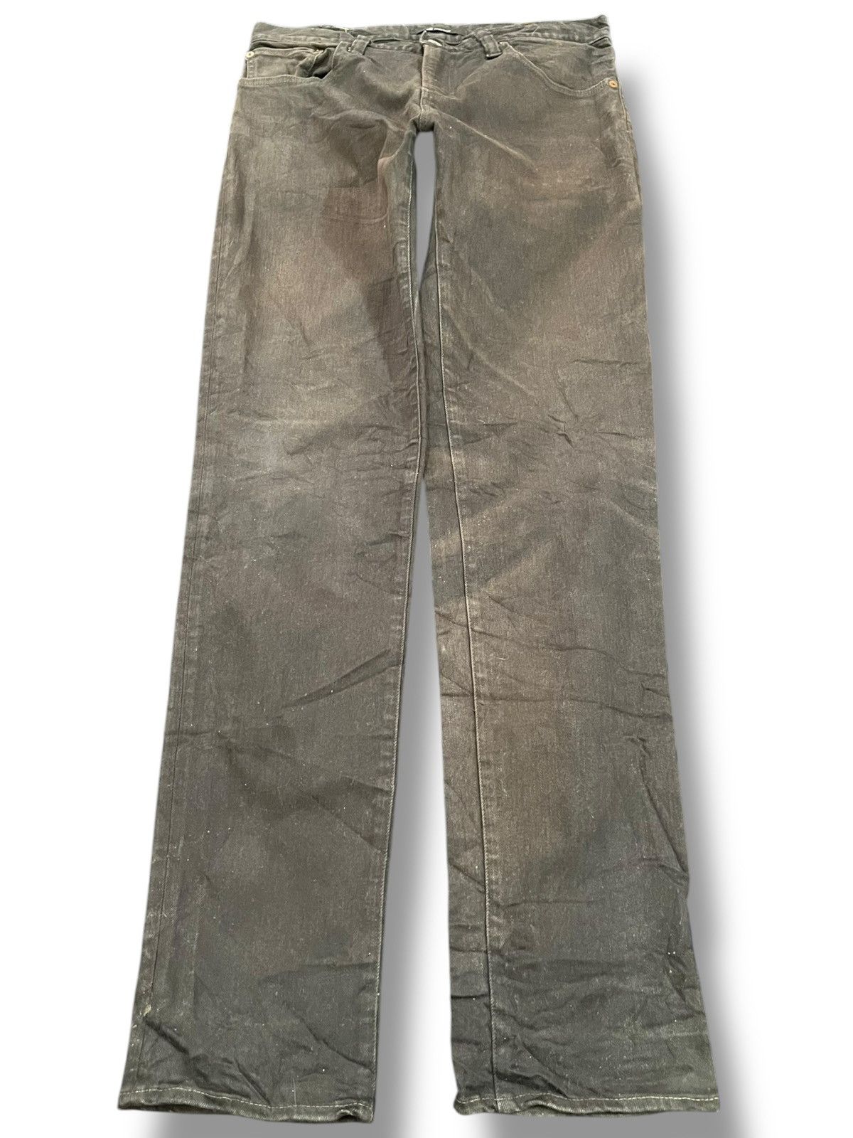 Johnbull × KMRii × KOJIMA GENES Vintage Johnbull Waxed Slim Fit Black Denim Size US 31 - 1 Thumbnail