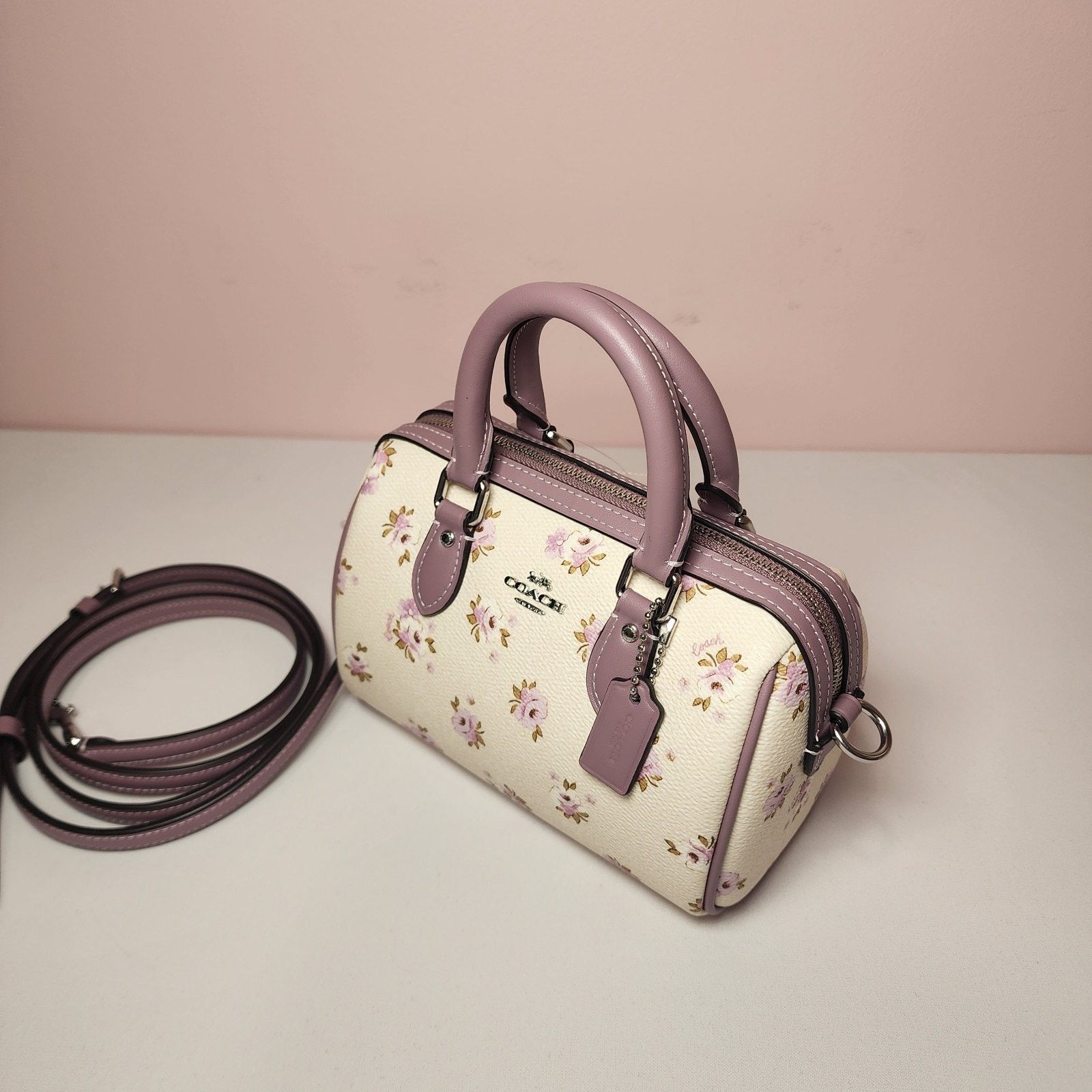 Coach NWT Coach CAL69 Mini Rowan Crossbody Bag Floral Print Purple Size ONE SIZE - 2 Thumbnail
