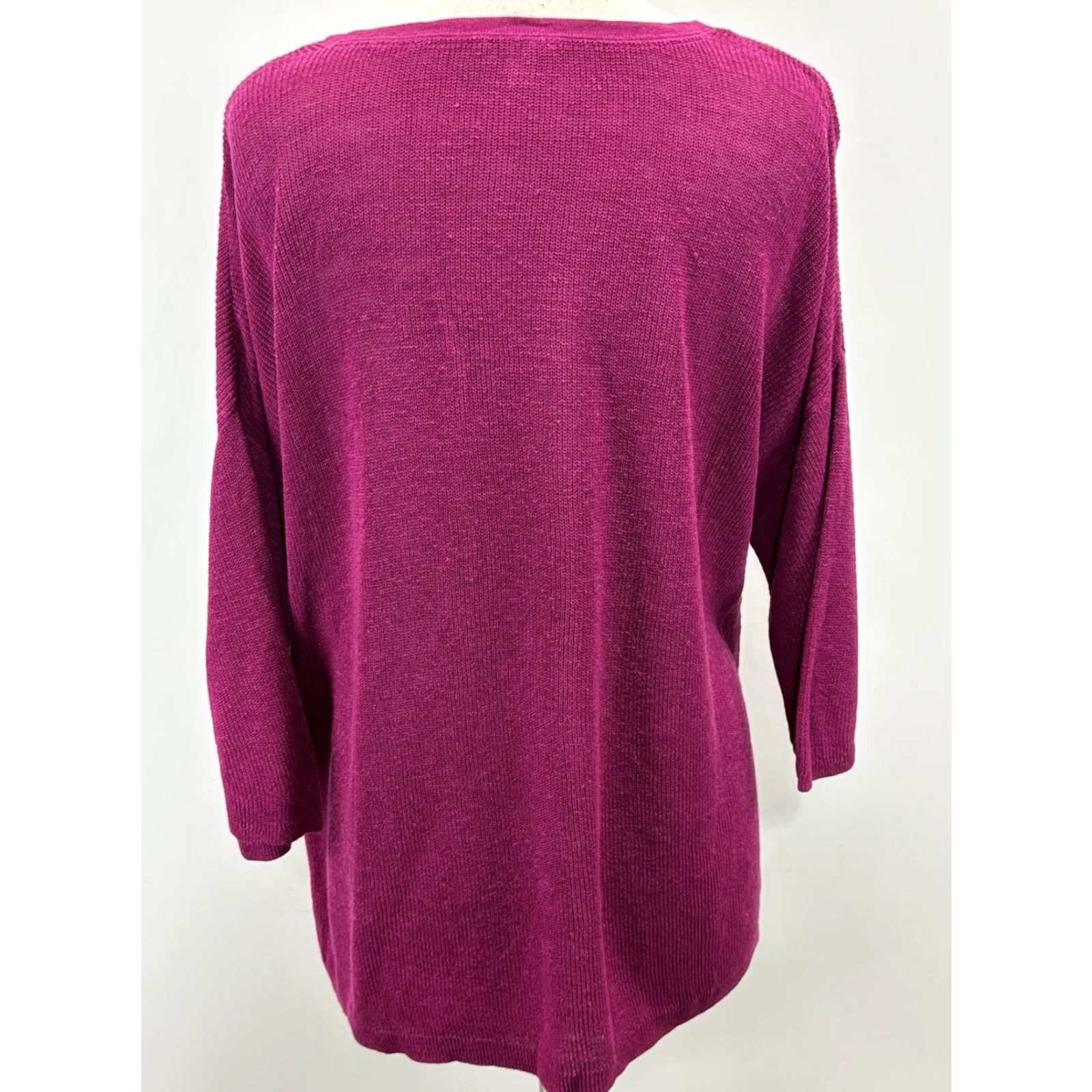 J. Jill J. Jill Linen Blend Knit Sweater XL Fuchsia V-Neck Slouchy Coastal Breathable Womens Pullover Knit Shirt Size XL / US 12-14 / IT 48-50 - 3 Thumbnail