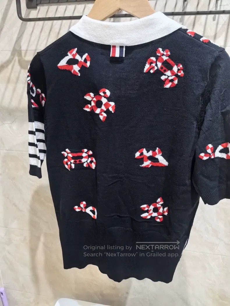 Thom Browne Thom Browne Navy lobster patterned knit short-sleeve cardi Size XS / US 0-2 / IT 36-38 - 5 Thumbnail