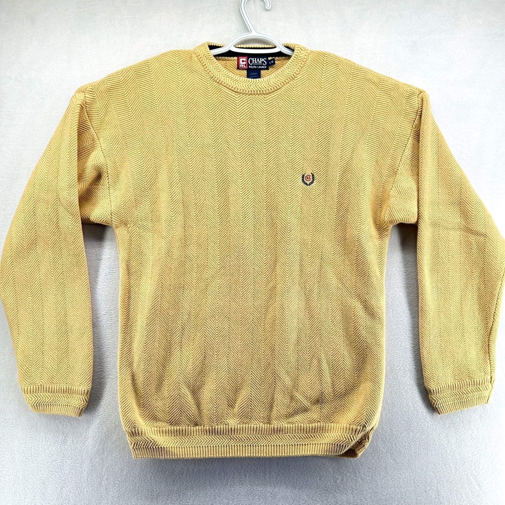 Chaps Chaps Ralph Lauren Pullover Sweater Yellow Men's L Long Sleeve Knit Crew Neck Casual Winter Classic Comfort Knit L Mens Size US L / EU 52-54 / 3 - 3 Thumbnail