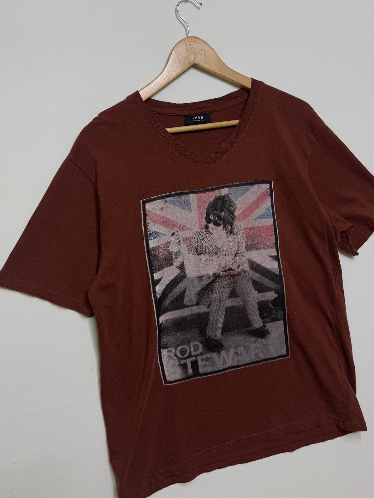 Band Tees Rare Rod Stewart V Neck Brown Tee Size US M / EU 48-50 / 2 - 3 Thumbnail