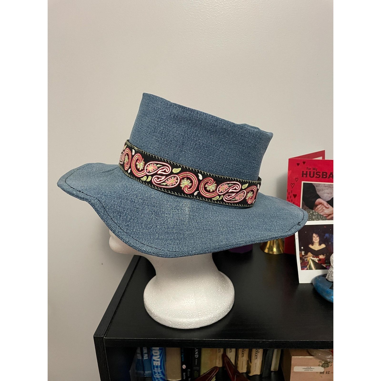 Other Upcycled Denim Western Hat Small | Handmade Wide Brim Blue Size ONE SIZE - 4 Thumbnail