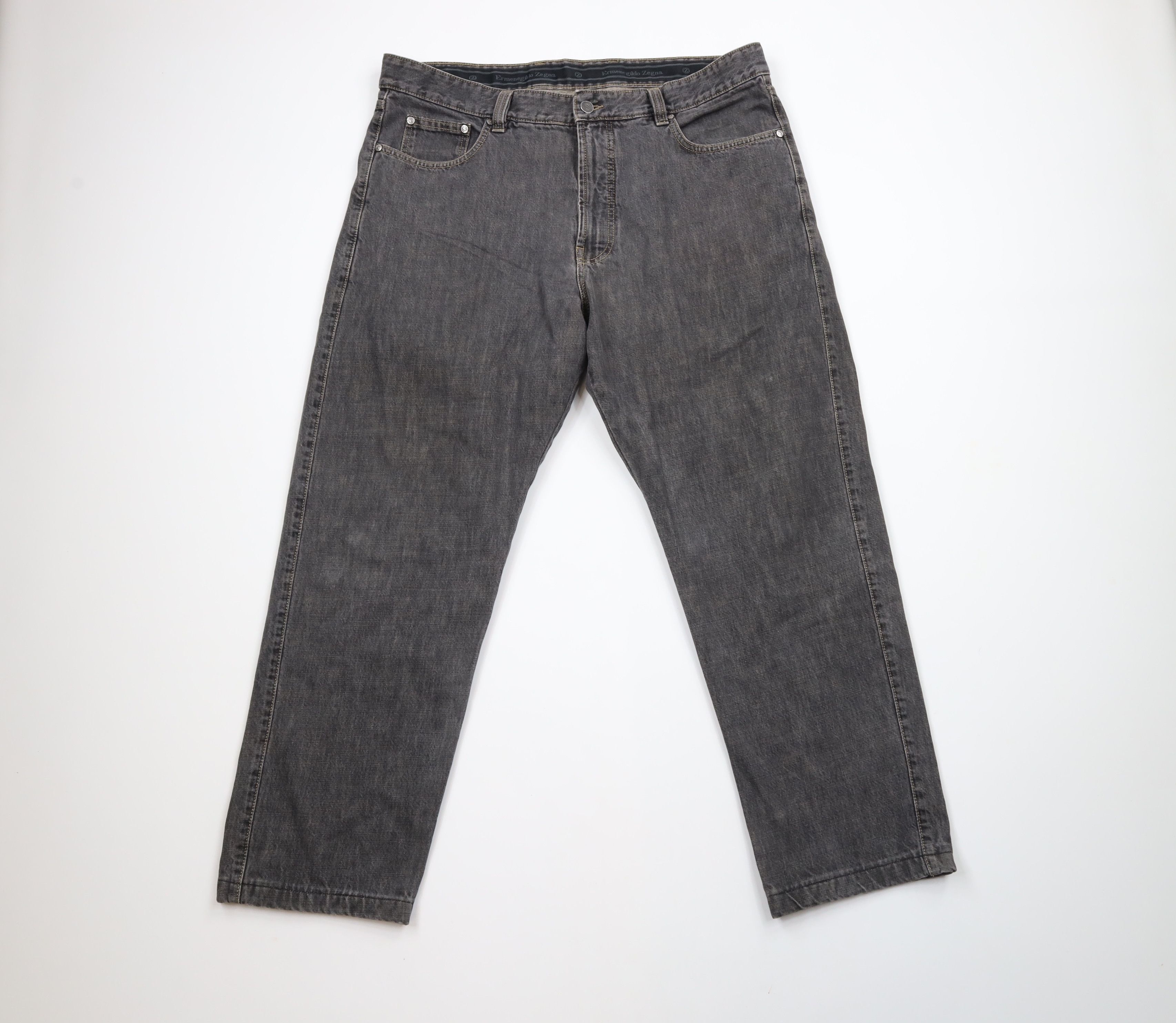 Ermenegildo Zegna × Vintage Vintage Ermenegildo Zegna Leg Denim Jeans Black Cotton Size US 38 / EU 54 - 1 Thumbnail
