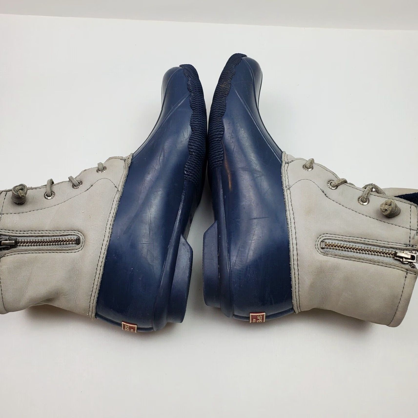 Sperry Sperry Rain Boots Womens Size 9 Blue Gray Ankle Lace Up Side Zip Saltwater Duck Boots Waterproof Lined Rubber Size US 7 / IT 37 - 6 Thumbnail