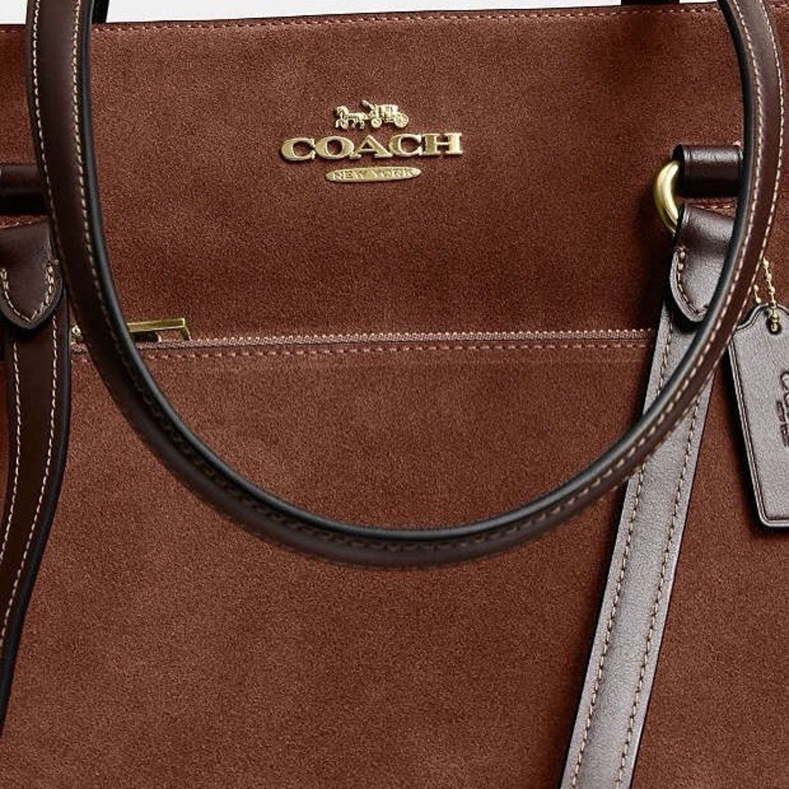 Coach NWT COACH CCC77 Station Tote Bag suede/Im/Vintage Brown Size ONE SIZE - 7 Thumbnail