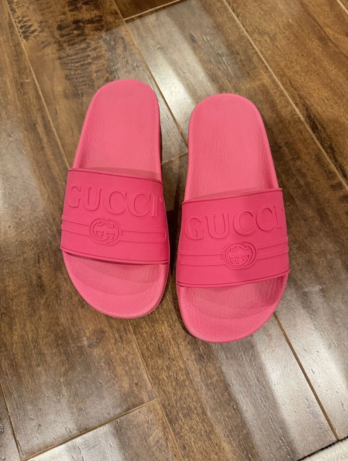 Gucci Pink Rubber Gucci Slides Size IT37 US7 Size US 7 / IT 37 - 1 Thumbnail