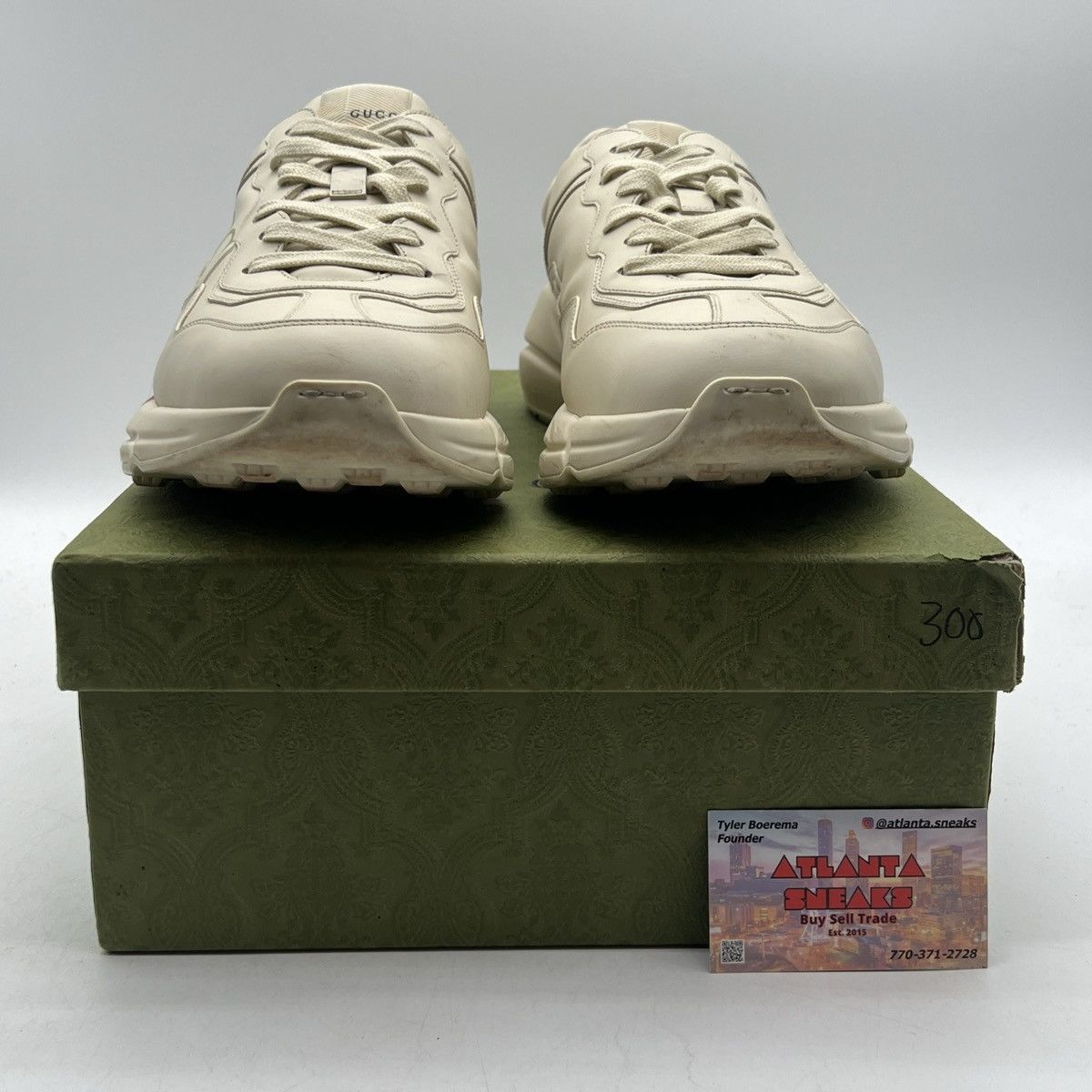 Gucci GUCCI Calfskin Logo Men’s Rhyton Sneakers Ivory Size US 12.5 / EU 45-46 - 2 Thumbnail