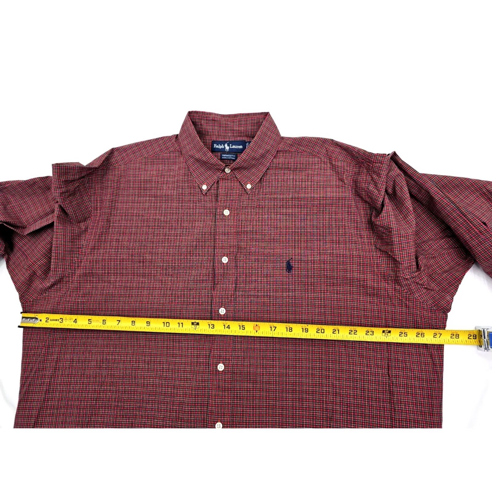 Polo Ralph Lauren VINTAGE Polo Ralph Lauren Yarmouth Oxford Shirt Men 55" Chest Red Green 17 34/35 XL-XXL Button-Down Collar SVG? Size US XXL / EU 58 / 5 - 4 Thumbnail
