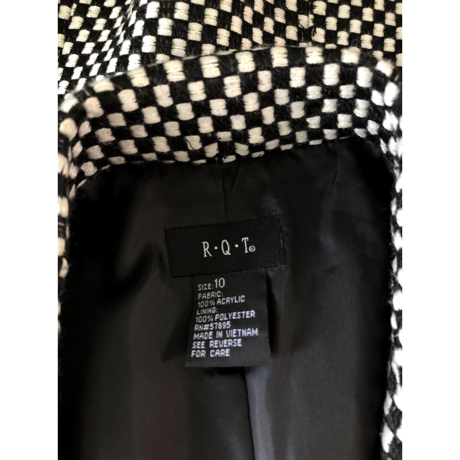 Vintage VINTAGE Blazer Shirt 10 Blk/Wht Check 3-Button Lined 90s Clueless academia Cher Retro Y2K Womens Size L / US 10 / IT 46 - 4 Thumbnail