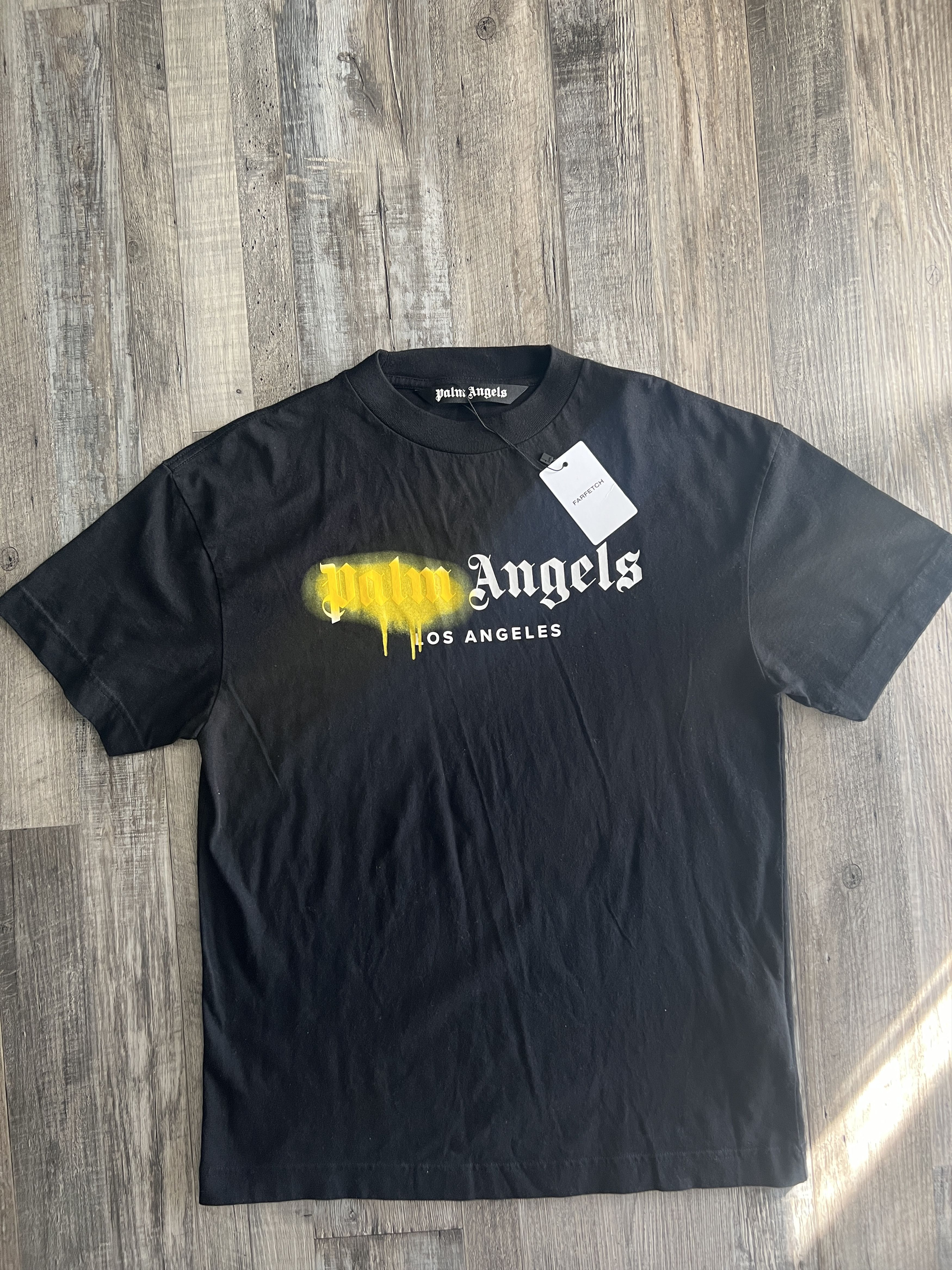 Palm Angels Palm Angels Los Angels Sprayed Black Tee Size US M / EU 48-50 / 2 - 1 Thumbnail