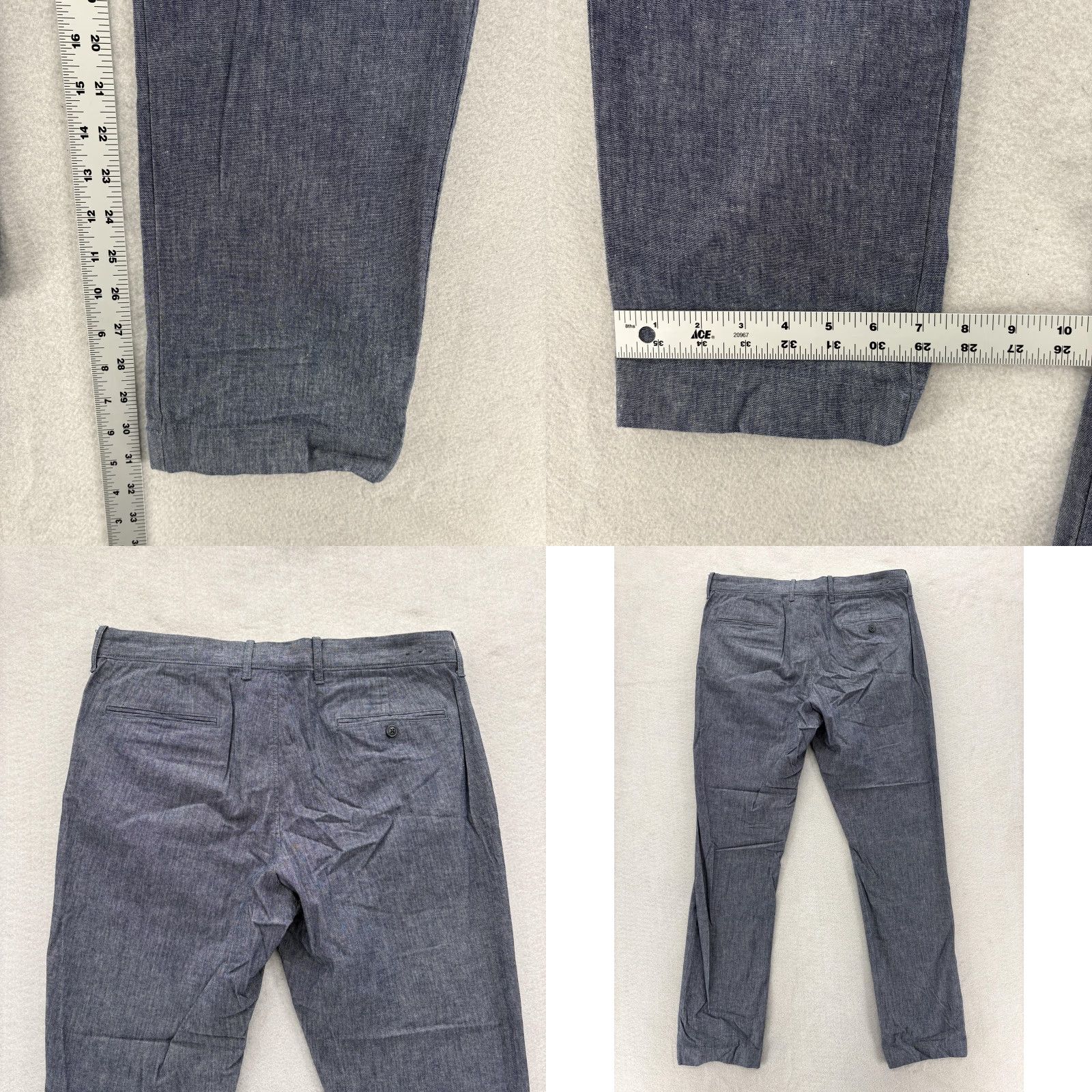 J.Crew VINTAGE J.CREW 770 Pants Mens 33x32 Blue Stretch Chambray Chino Straight Leg Preppy Camp Size US 33 - 8 Thumbnail