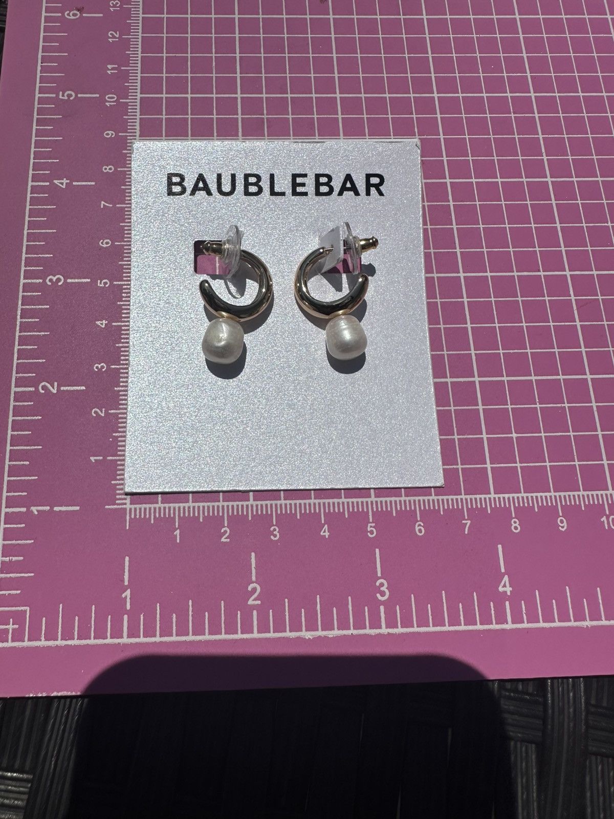 Designer Baublebar gold tone open loops white pearl drops earrings Size ONE SIZE - 5 Thumbnail