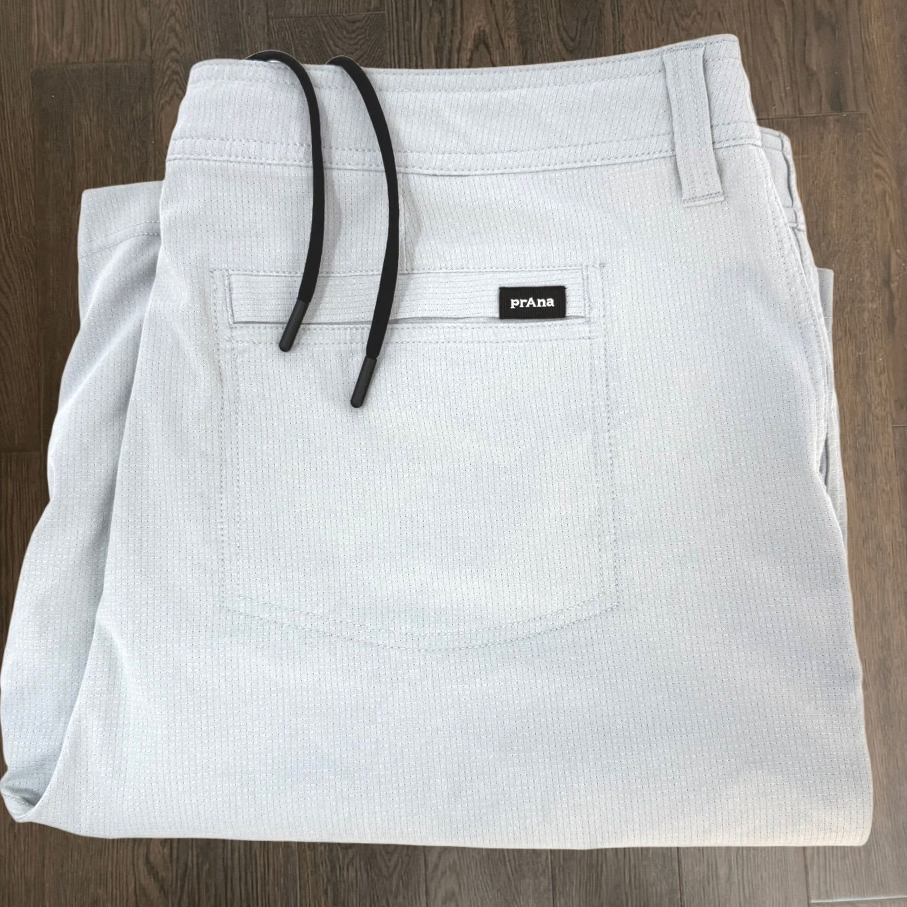 Prana Shorts Mens 40 Grey Standard Fit Stretch Micro Grid Outdoor Casual in Silver, Men's