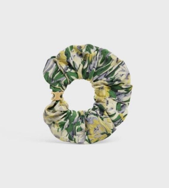 Celine Celine Scrunchy Flower Print with brass logo Size ONE SIZE - 1 Thumbnail