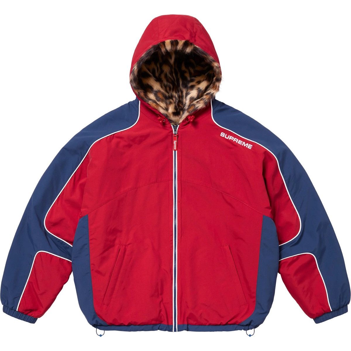 SUPREME FAUX FUR REVERSIBLE HOODED TRACK JACKET RED XL