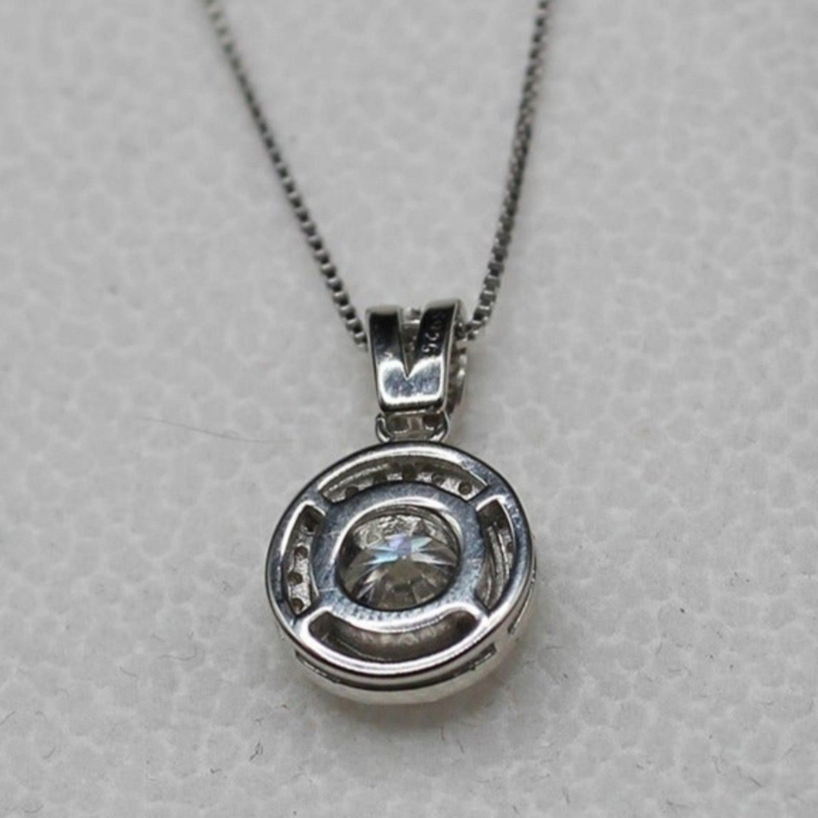 Other 1 Ct Moissanite Halo Pendant Necklace Plated 925 Silver Size ONE SIZE - 5 Thumbnail