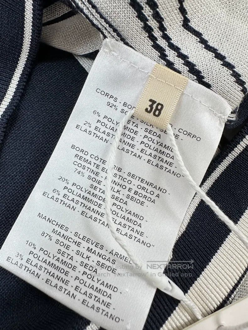 Hermes Hermes Navy Blue with White Rope Pattern Knit Short Sleeve Size XS / US 0-2 / IT 36-38 - 6 Thumbnail