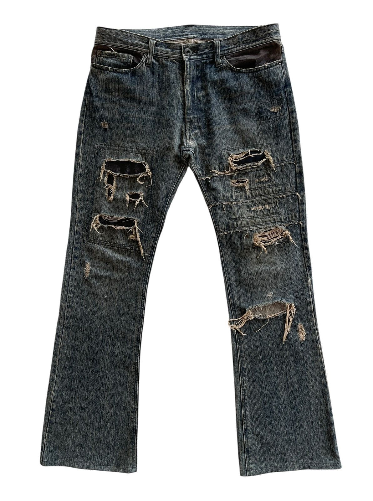 Japanese Brand Crazy Distressed Patchwork Flare Denim Size US 34 / EU 50 - 2 Thumbnail