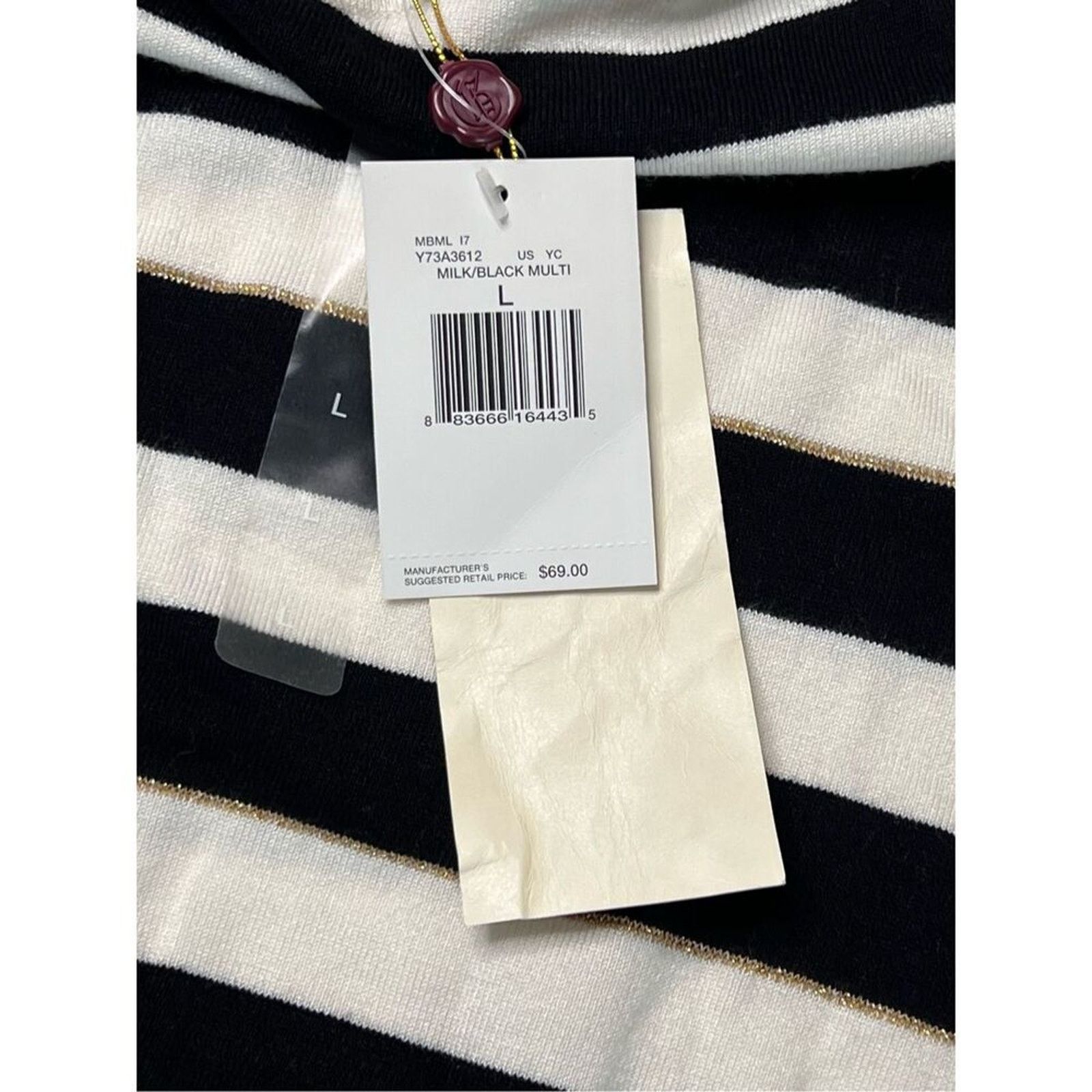 Guess Guess Black White Metallic Gold Thread Long Sweater LARGE Size L / US 10 / IT 46 - 10 Thumbnail