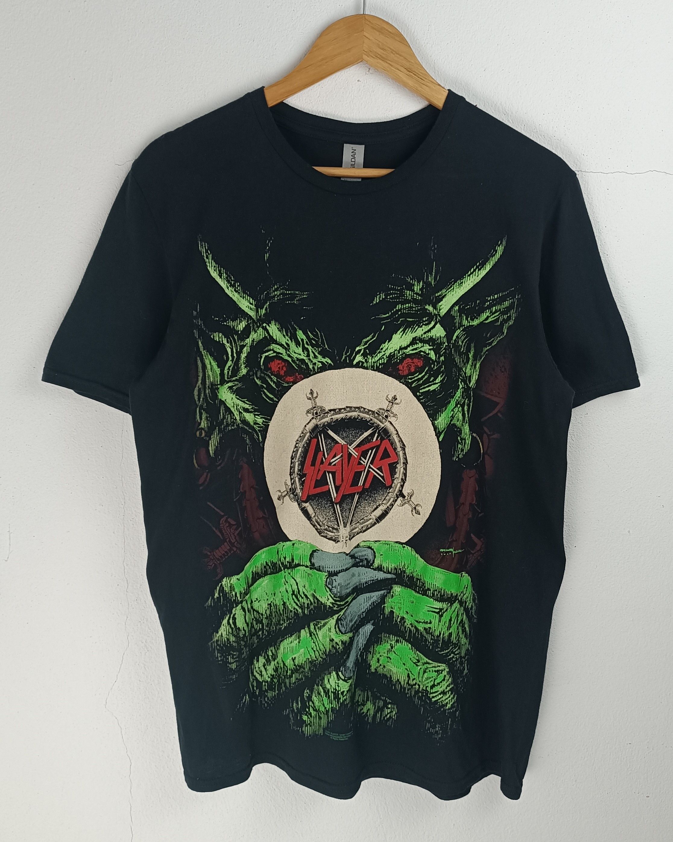 Band Tees VINTAGE SLAYER ROOT OF ALL EVIL GREEN MONSTER TEE RARE Size US M / EU 48-50 / 2 - 3 Thumbnail