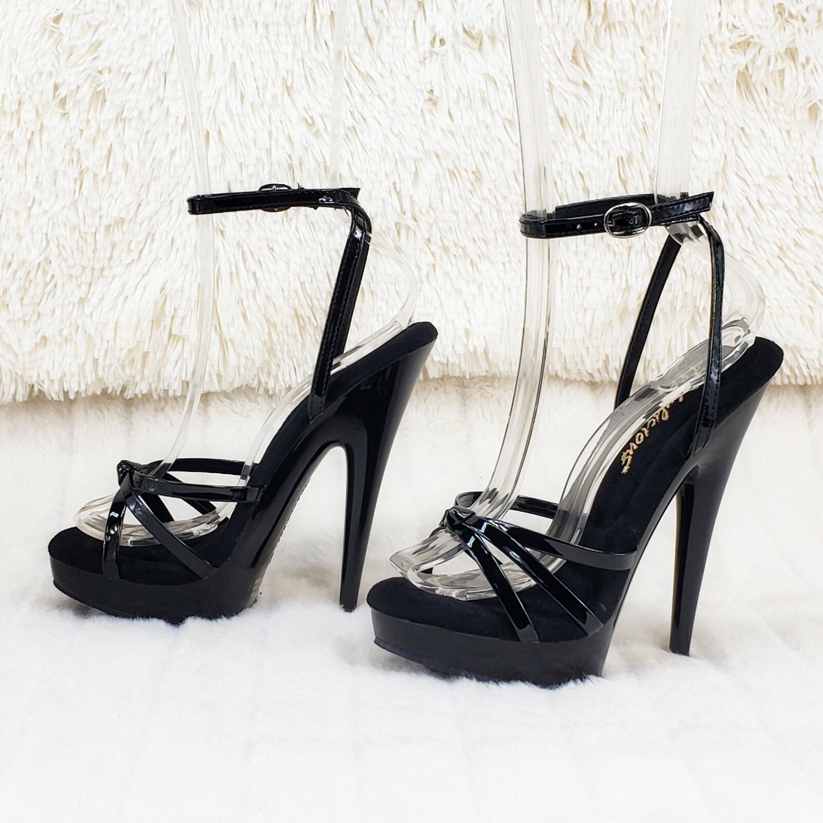 Other Sultry 638 Black Patent 6" High Heels Strappy Platform Sanda Size US 6 / IT 36 - 6 Thumbnail