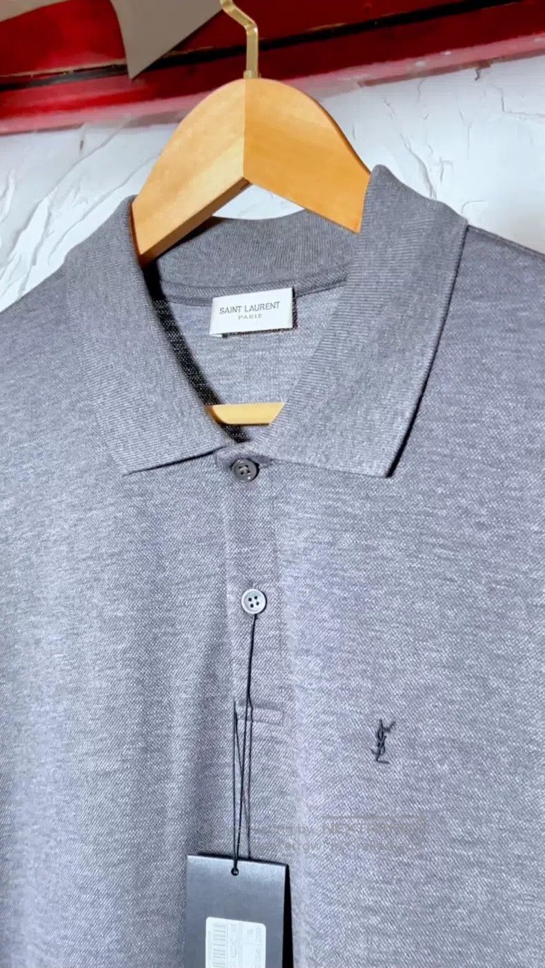 Saint Laurent Paris Saint Laurent Paris Grey Polo Short Sleeve Size US S / EU 44-46 / 1 - 1 Thumbnail