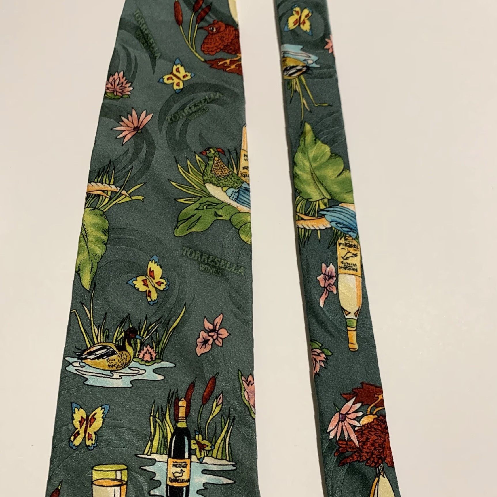 Vintage Vintage Men's Silk Tie MICHAEL BRUCE Made in USA Green Animal Print Party Business Size ONE SIZE - 3 Thumbnail