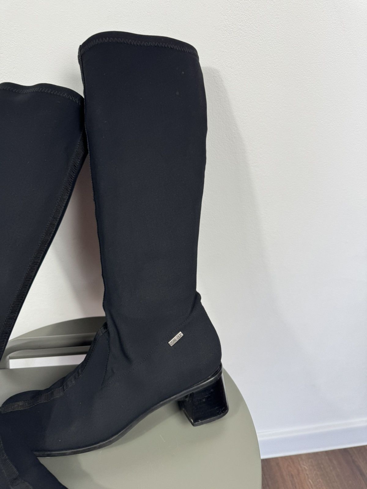 Other Vintage Gore Tex Black Stretch Knee High Boots Block Heel 39 Size US 8 / IT 38 - 3 Thumbnail