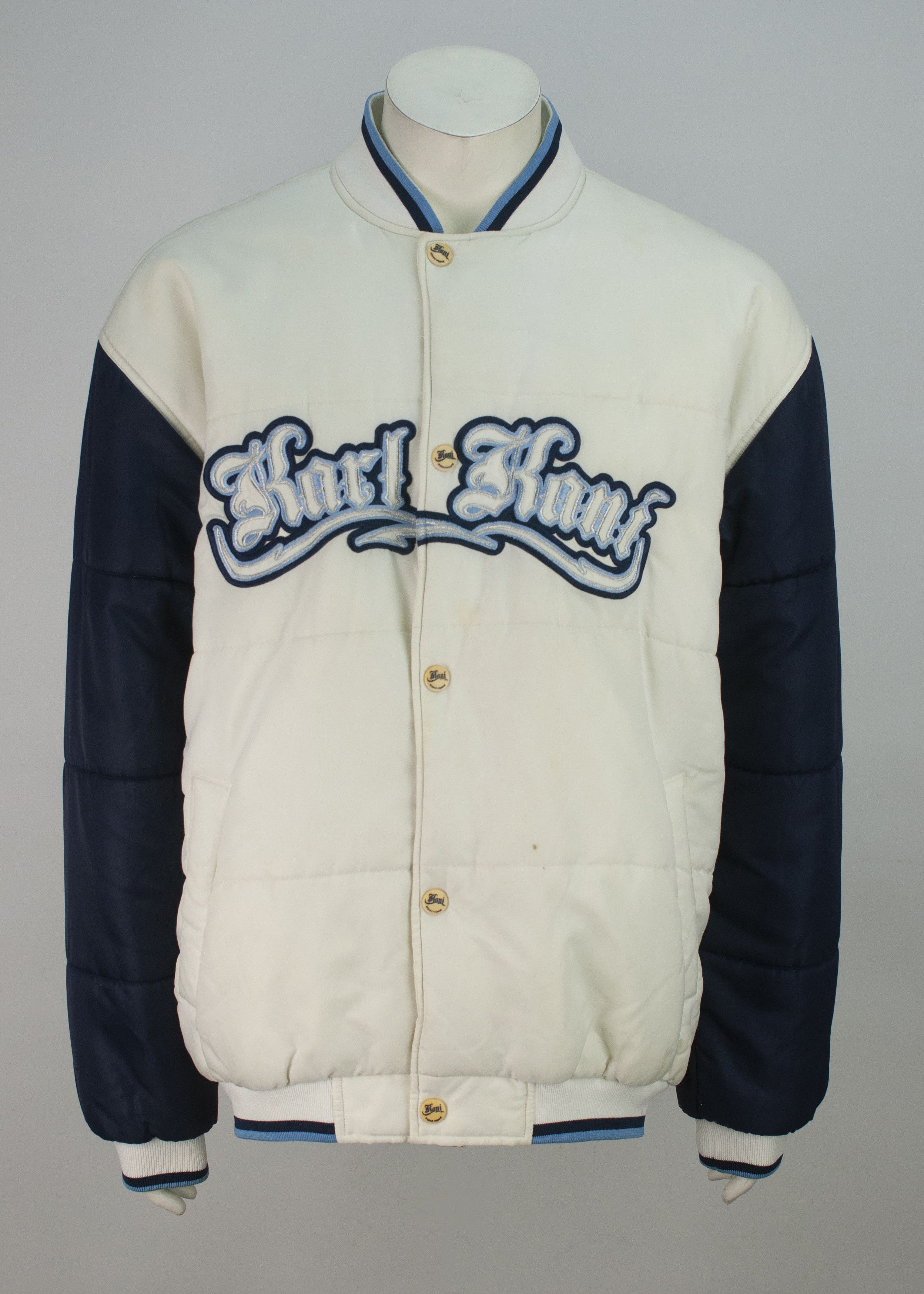 image of VTG Karl Kani Santa Monica Bomber Jacket Size L in White, Men's