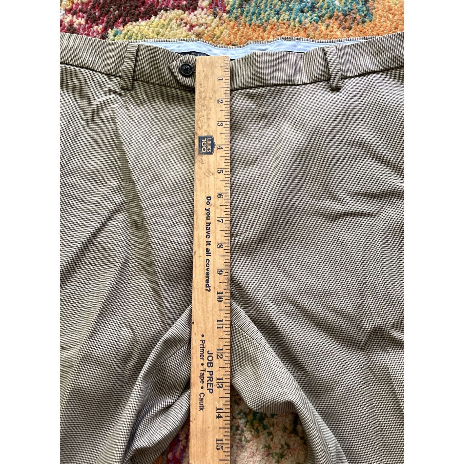 Brooks Brothers Brooks Brothers Pants Mens 35x32 Houndstooth Beige Cotton Dress Pants City Office Career Smart Casual Pockets Zip Regular Inseam 32 Mens Size US 35 - 4 Thumbnail