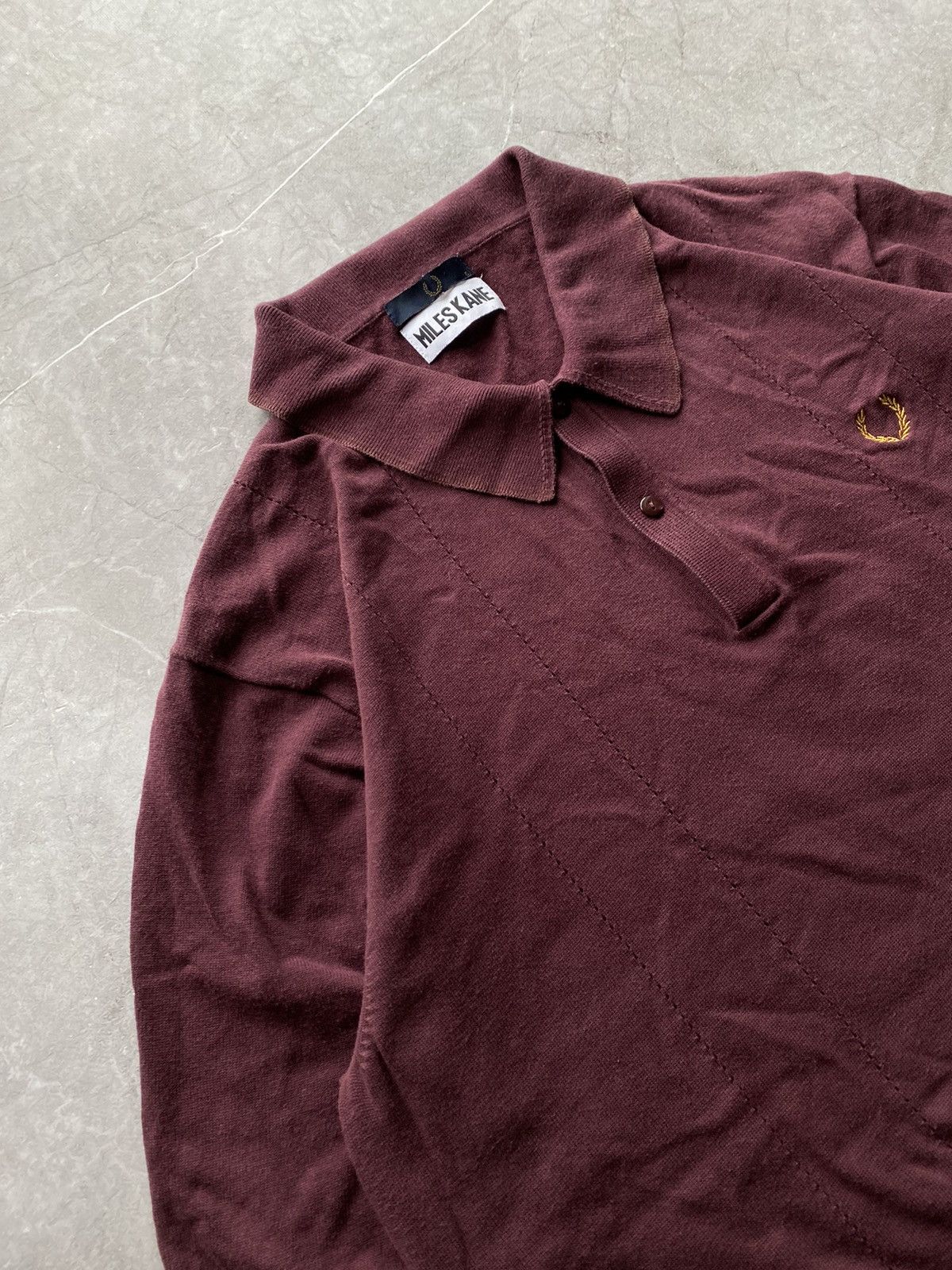 Fred Perry Fred Perry x Miles Kane Burgundy Knit Polo Shirt Size XL Size US XL / EU 56 / 4 - 3 Thumbnail