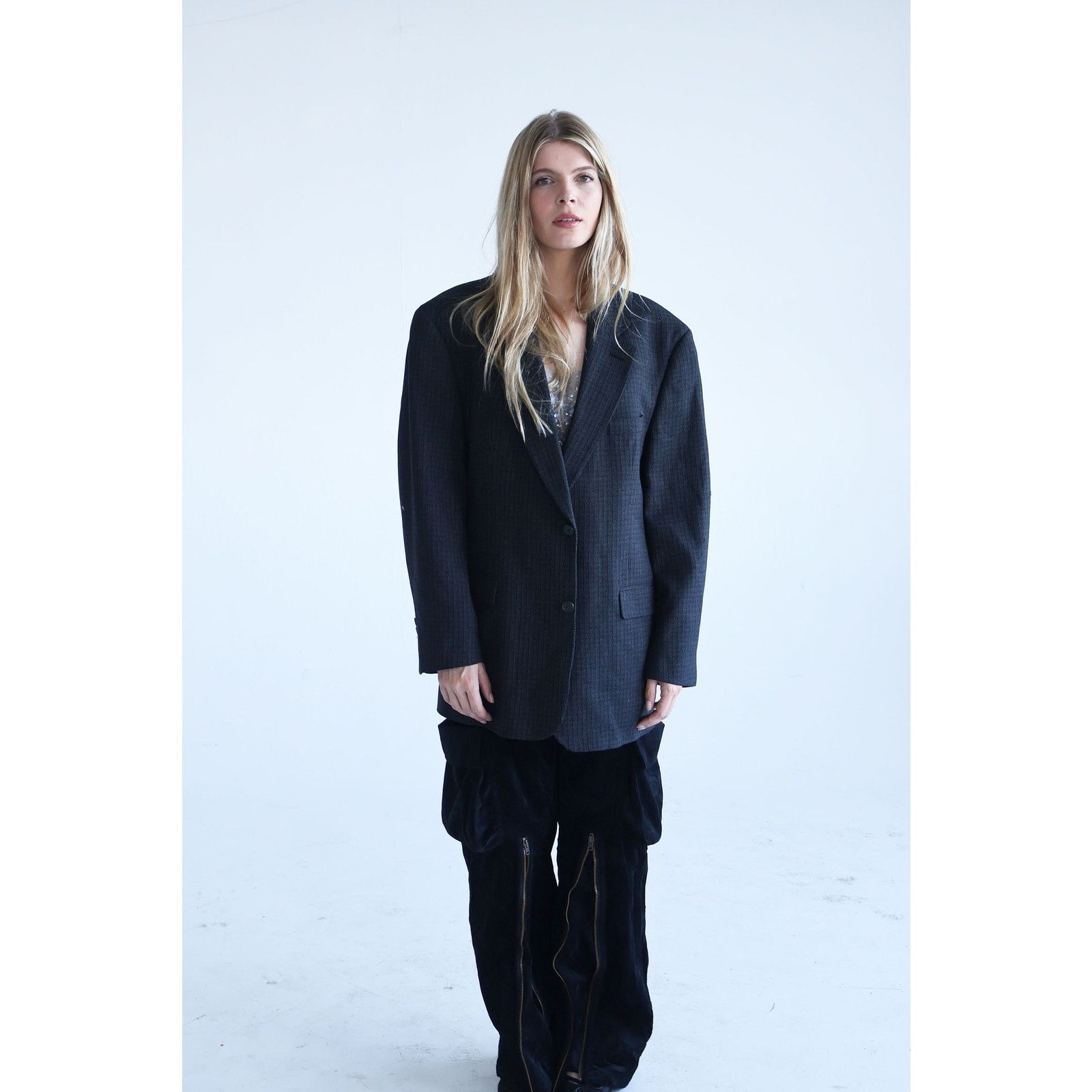 Krizia Vintage 1980s KRIZIA Wool Blend Menswear Blazer Minimal Size US L / EU 52-54 / 3 - 3 Thumbnail