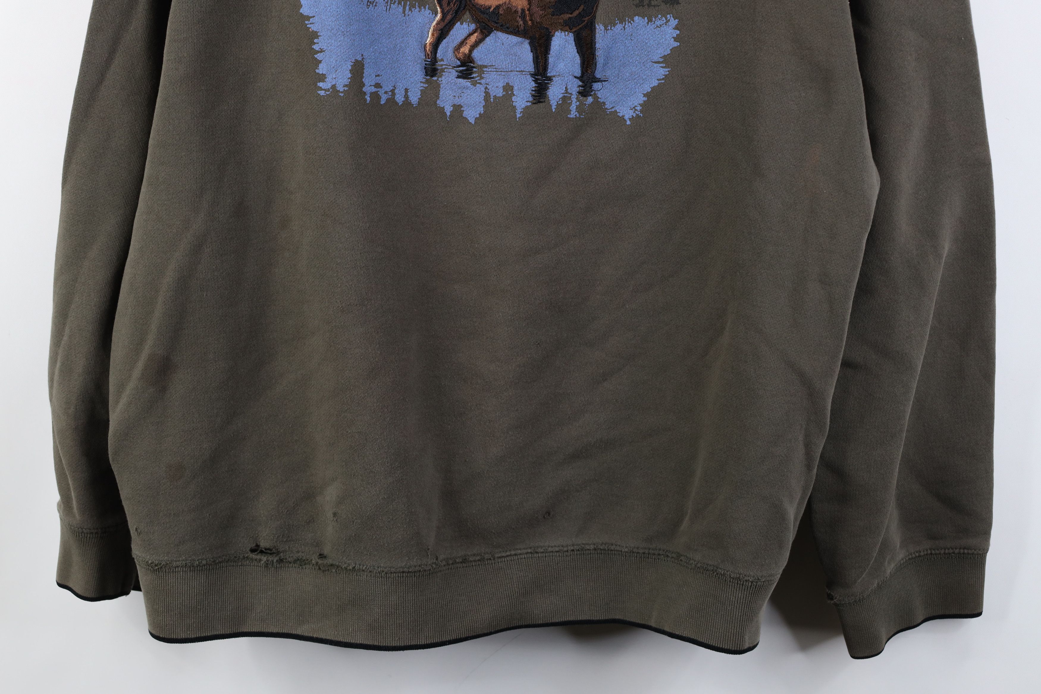 Vintage Vintage 90s Streetwear Fit Moose Nature Sweatshirt Green Size US XL / EU 56 / 4 - 3 Thumbnail
