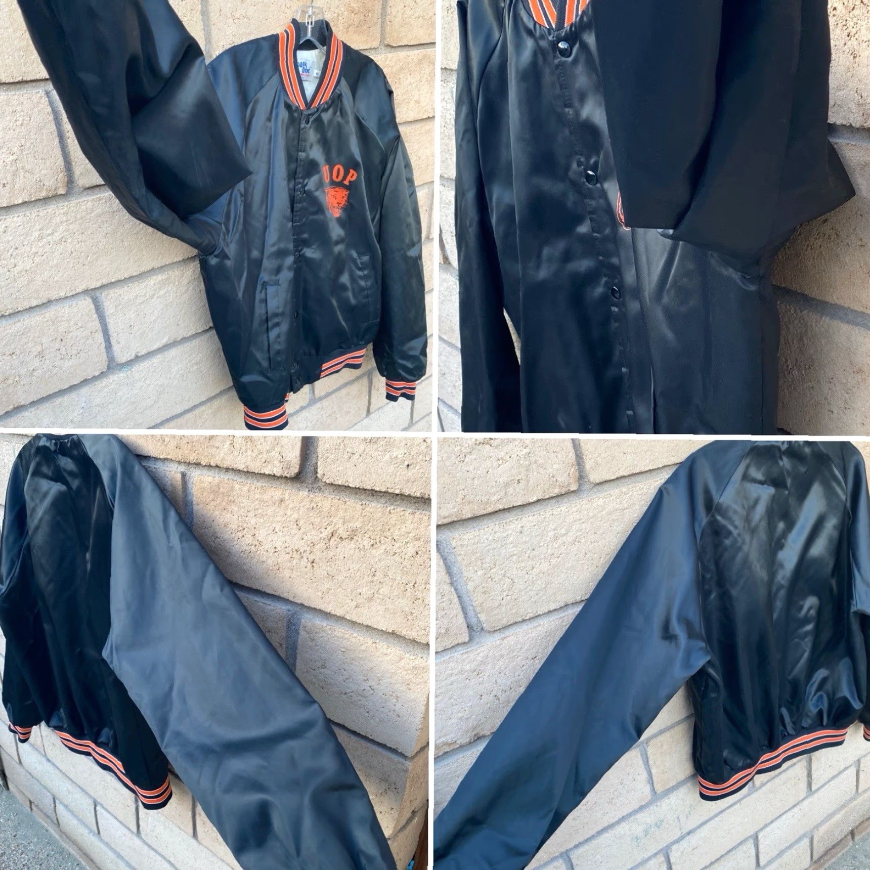Chalk Line VINTAGE Chalkline UOP Tigers Satin Bomber Jacket Raglan Snap Front USA Made XL Jacket Men Black Satin Nylon Logo Lined USA USA University Cats 90s? Size US XL / EU 56 / 4 - 3 Thumbnail