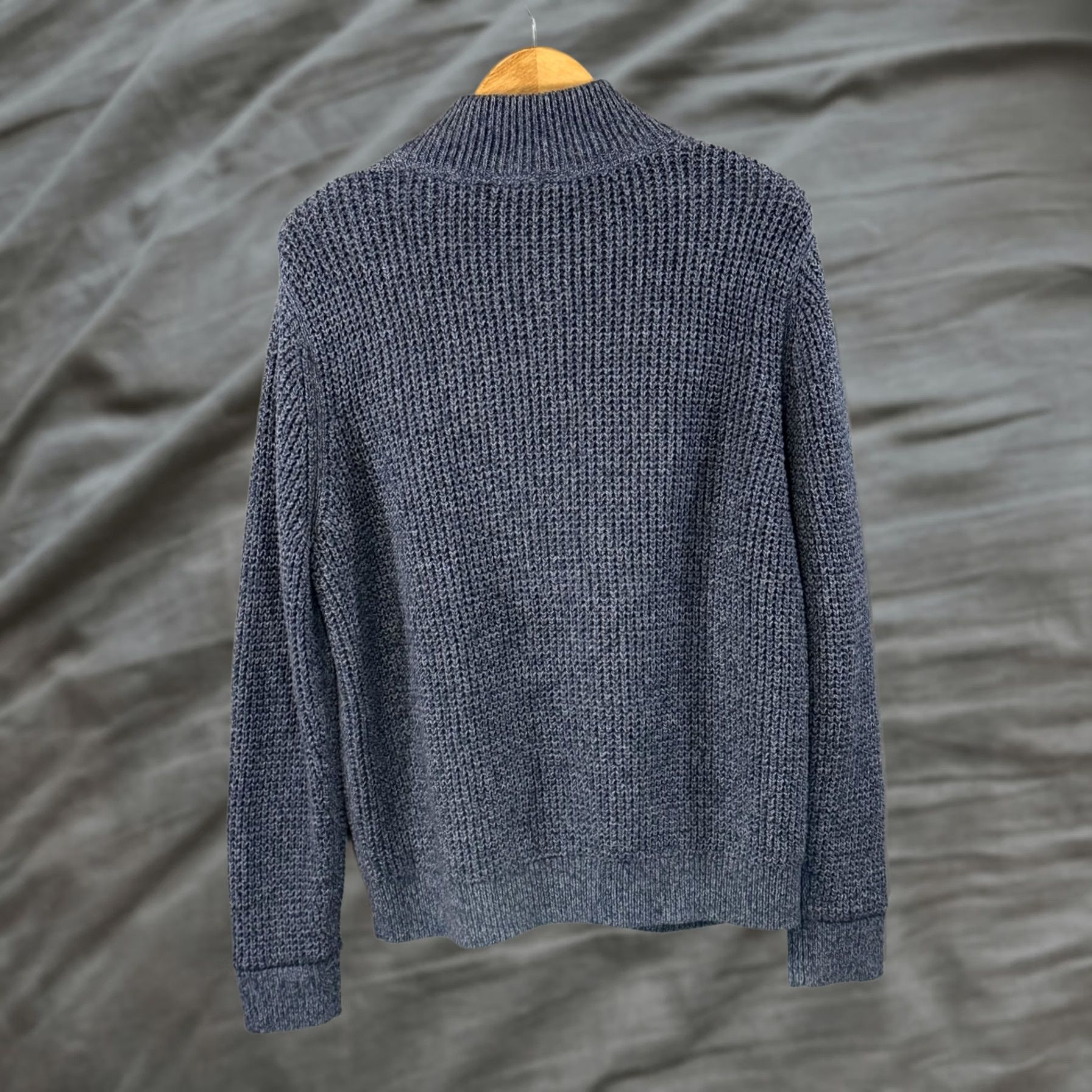 Vintage L.L. Bean Sweater Mens M Blue Half Zip Mock Neck Knit Pullover Size US M / EU 48-50 / 2 - 1 Thumbnail