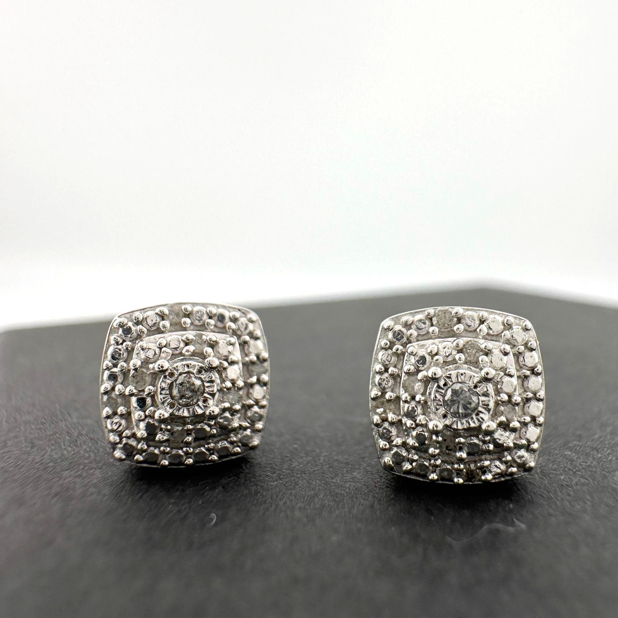 Other Natural Diamond Cushion Cut Stud Earrings Sterling Size ONE SIZE - 13 Thumbnail