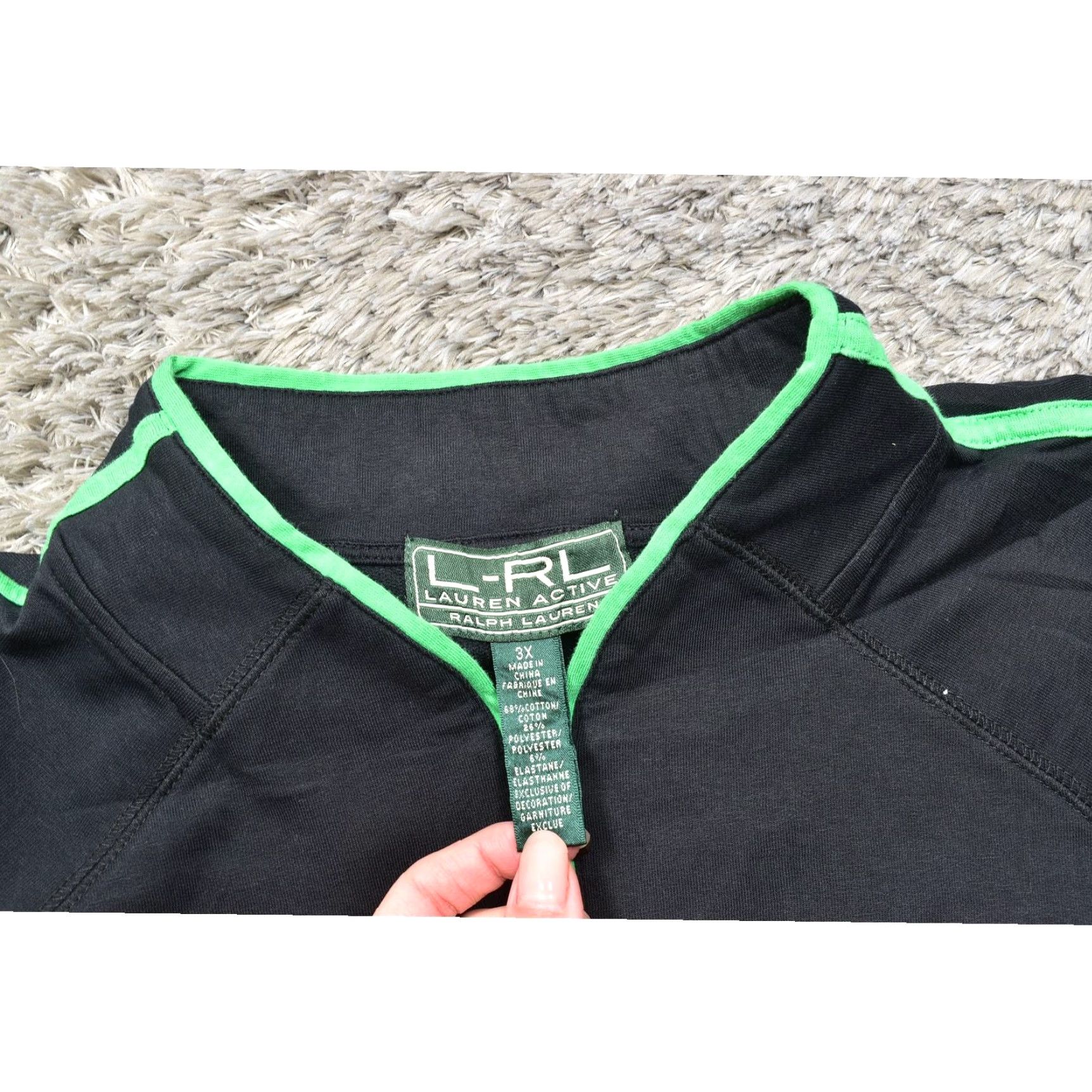 Vintage VINTAGE Lauren Ralph Lauren Women's Black Full Zip Athletic Jacket 3X Plus Cotton Blend Size XXL / US 16-18 / IT 52-54 - 4 Thumbnail