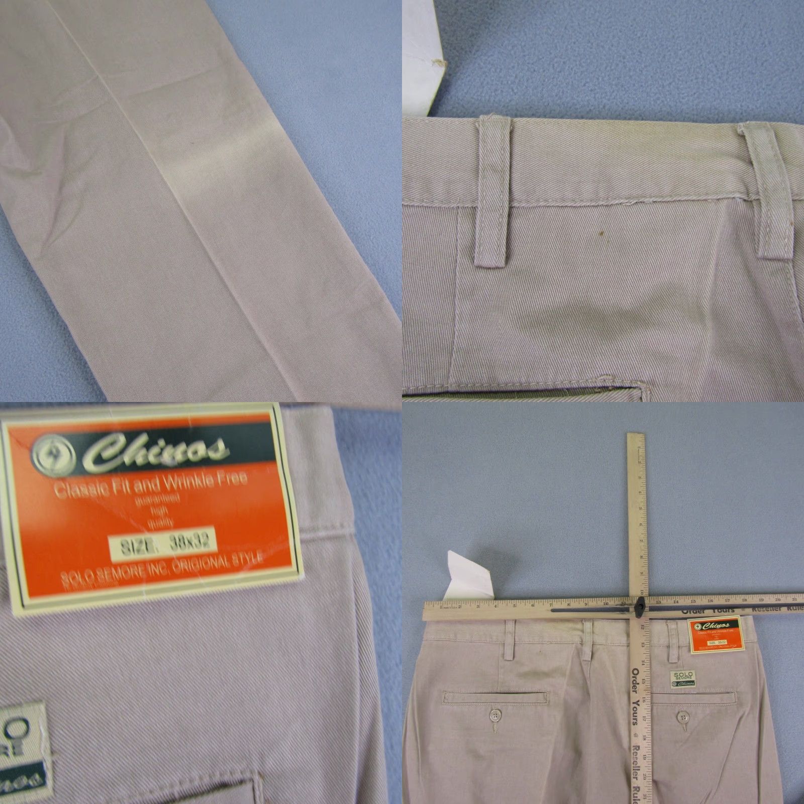 Vintage VINTAGE Solo Semore Pants Mens 38x32 Chino Beige 90s Grunge Deadstock Pleated Button Zipper Pockets Straight Mens Size US 37 - 8 Thumbnail