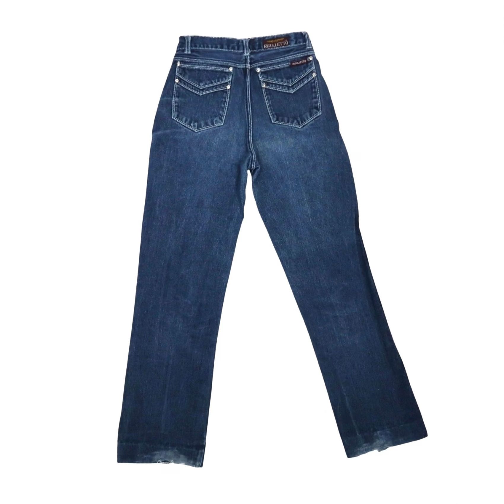 Vintage VINTAGE 90s Rigoletto Jeans Dark Wash Blue Denim High Rise Straight Womens 24 Waist Inseam 28 Jeans Size 25" / US 0 / IT 36 - 3 Thumbnail