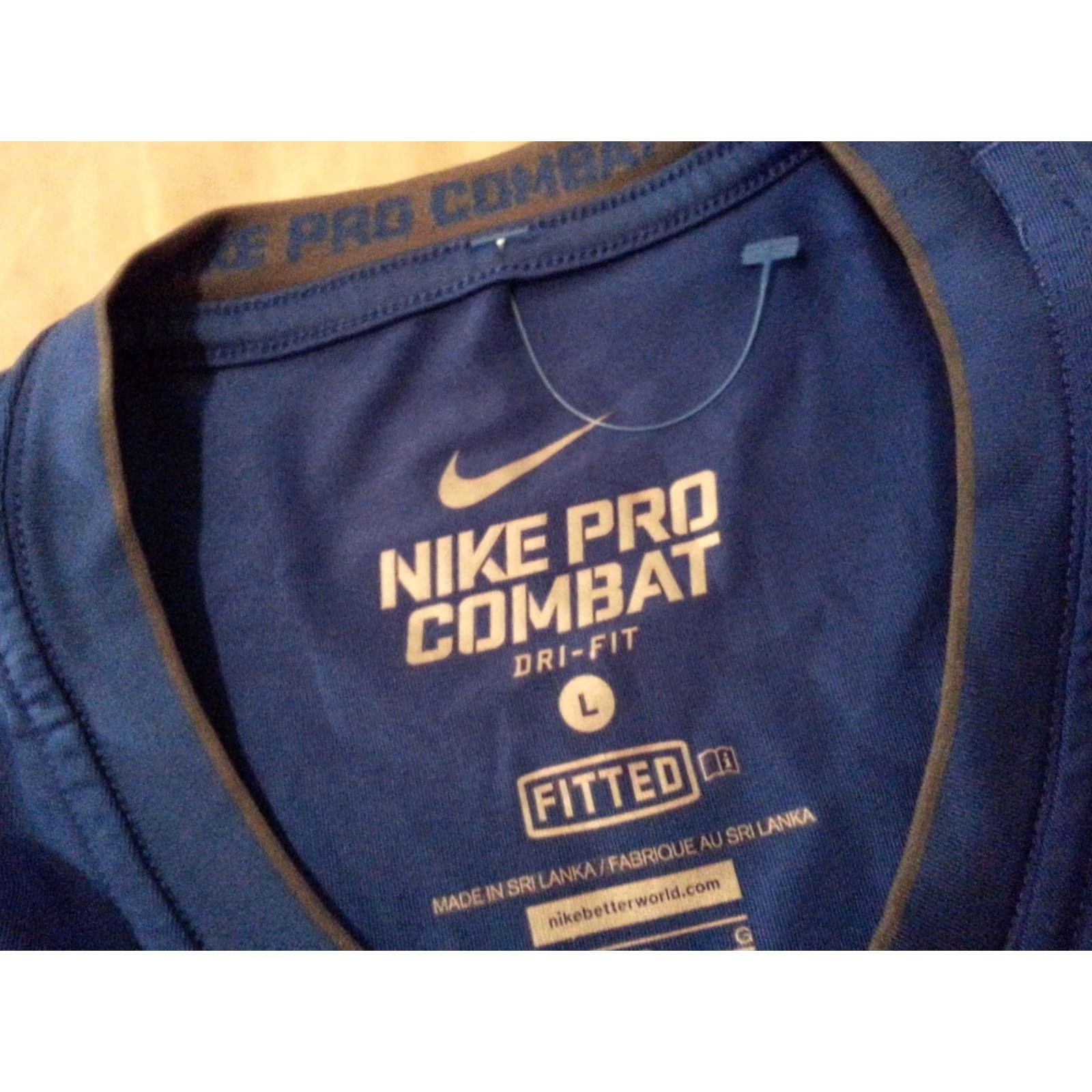 Nike VINTAGE Mens Nike Pro Combat Shirt L Large Blue Athletic Gym Workout Tee T-Shirt Size US L / EU 52-54 / 3 - 5 Thumbnail