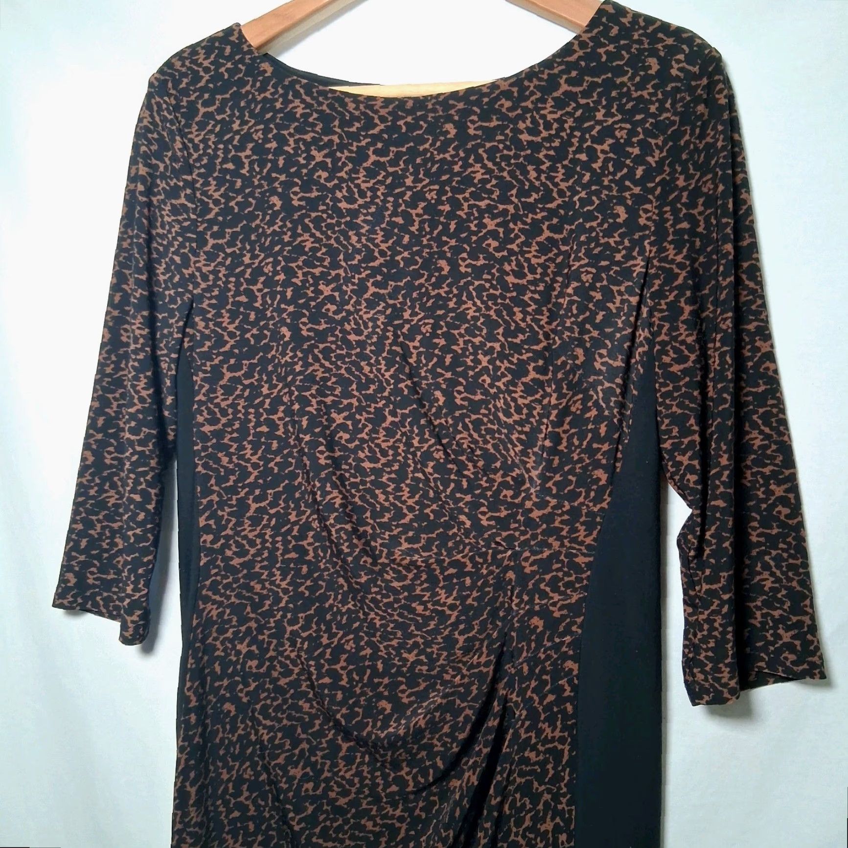 Ralph Lauren Lauren Ralph Lauren Dress 16P Petite Brown Black Bodycon Sheath 3/4 Sleeve Knit/Polyster Blend Mature Office Party Cocktail Knee Length Womens Size XXL / US 16-18 / IT 52-54 - 6 Thumbnail