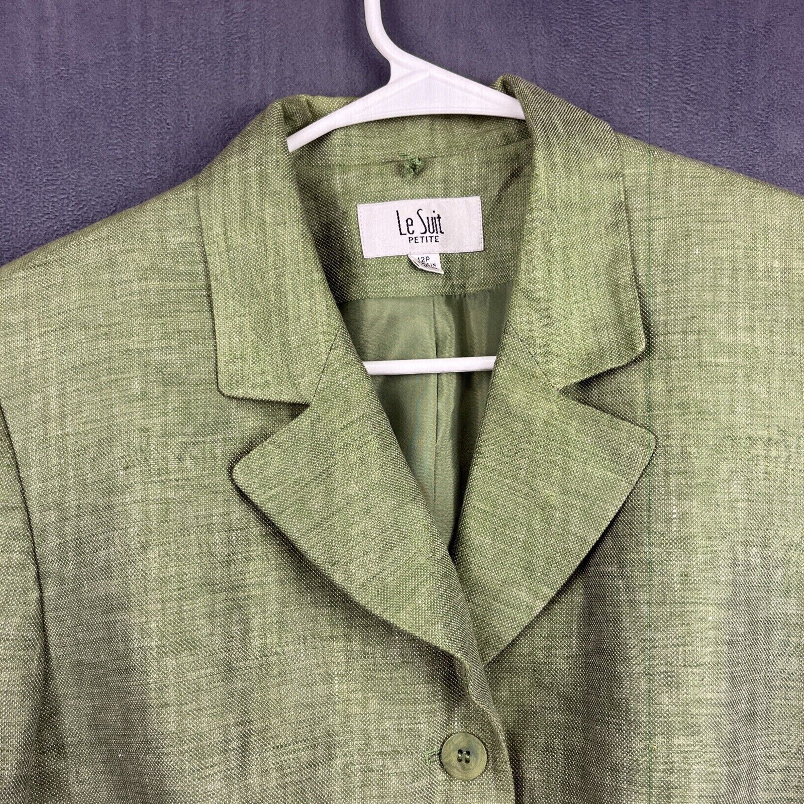 Other Le Suit Petite 100% Linen Blazer Jacket Women 12P Green Vtg Size XL / US 12-14 / IT 48-50 - 8 Thumbnail