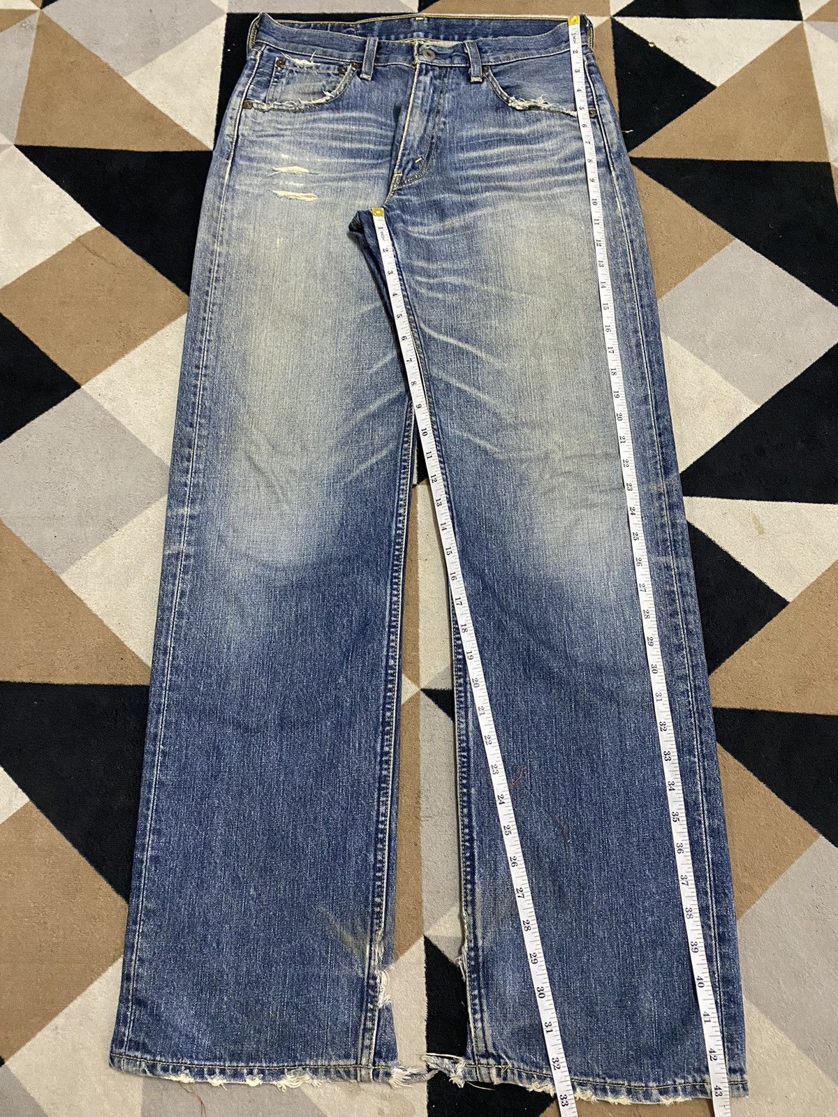 Levi's Vintage Clothing Vintage Levis 503 Blue Wash Trash Distressed Jeans Size US 30 / EU 46 - 21 Thumbnail