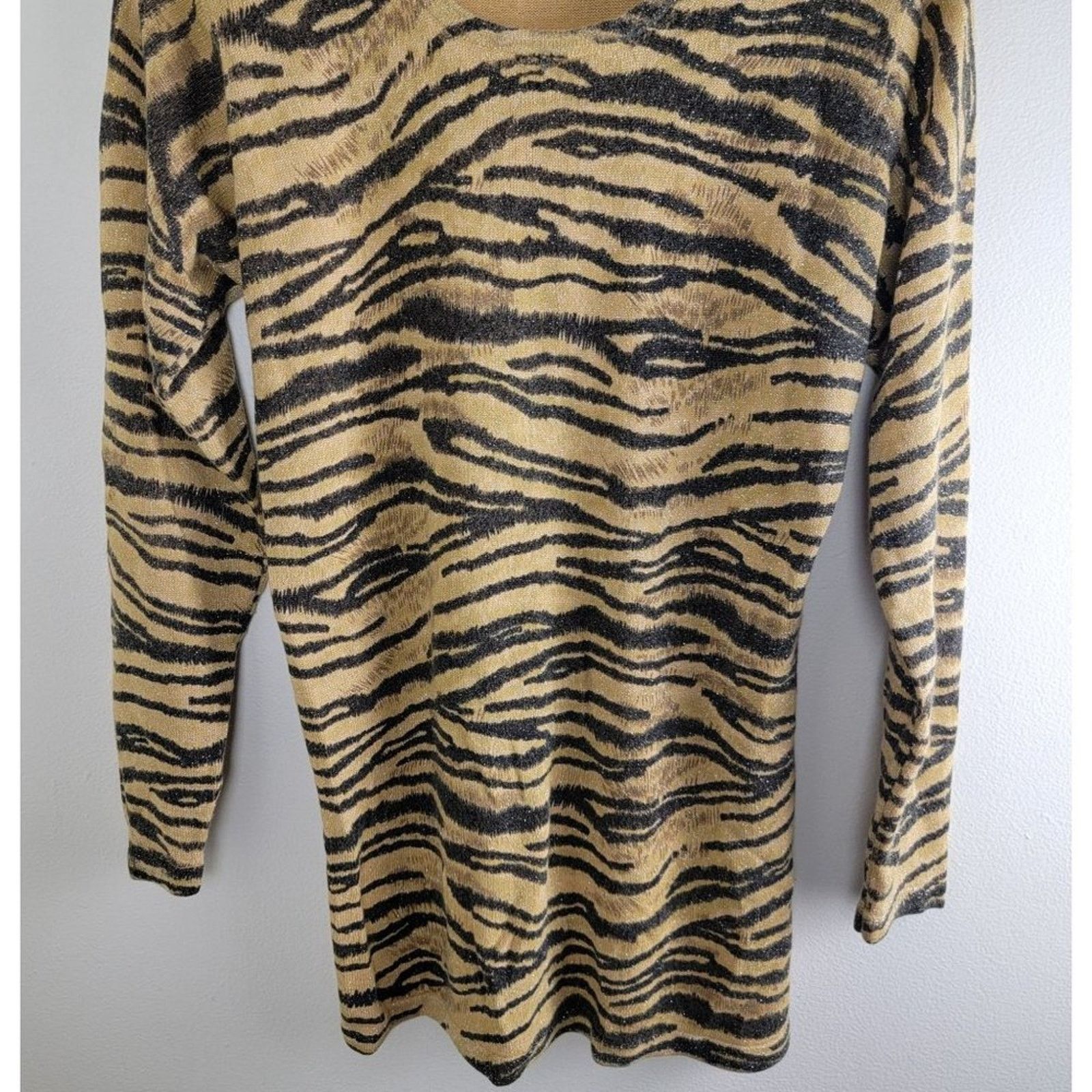 Vintage Objects Gold Leopard Print Sweater Top Size S / US 4 / IT 40 - 7 Thumbnail