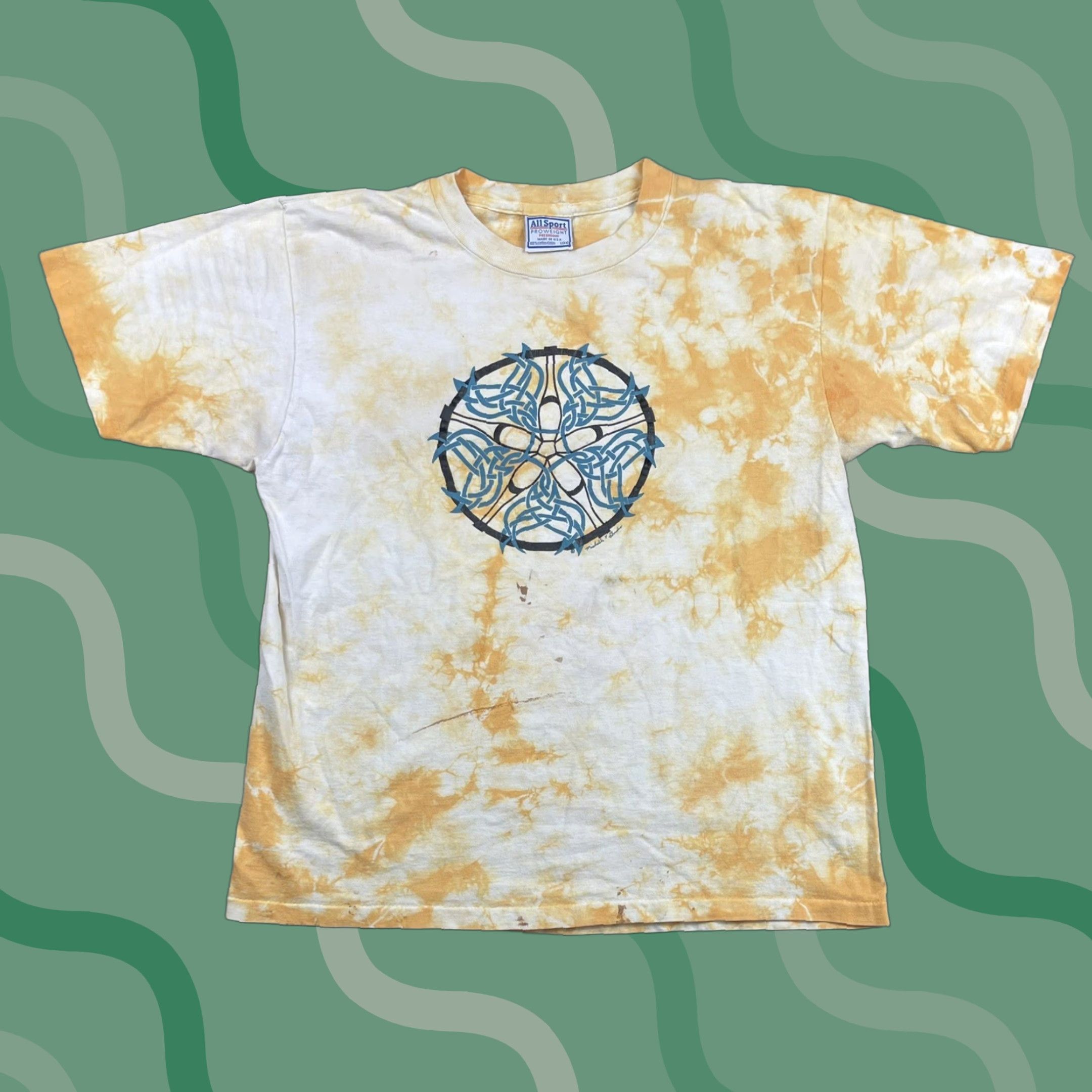 Vintage VINTAGE All Sport T-Shirt Celtic Mandala Tie Dye 90s Art Tee Unisex Adults Sz L Orange Short Sleeve Crew Neck Cotton Logo Art 90s Mens Womens Size US L / EU 52-54 / 3 - 1 Thumbnail