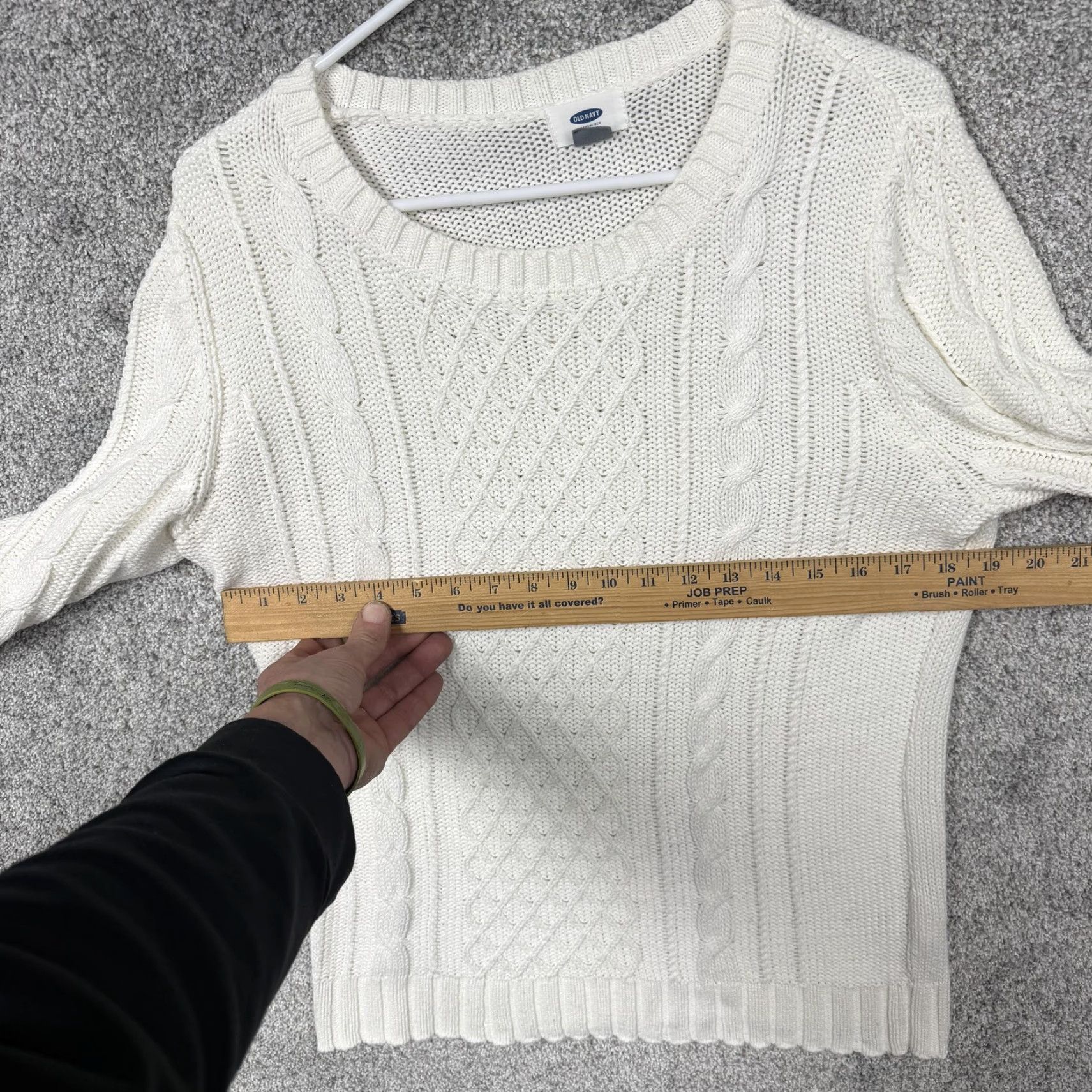 Old Navy Old Navy Sweater Womens L White Cable Knit Crewneck Coastal Winter Chic Normcore Size L / US 10 / IT 46 - 4 Thumbnail