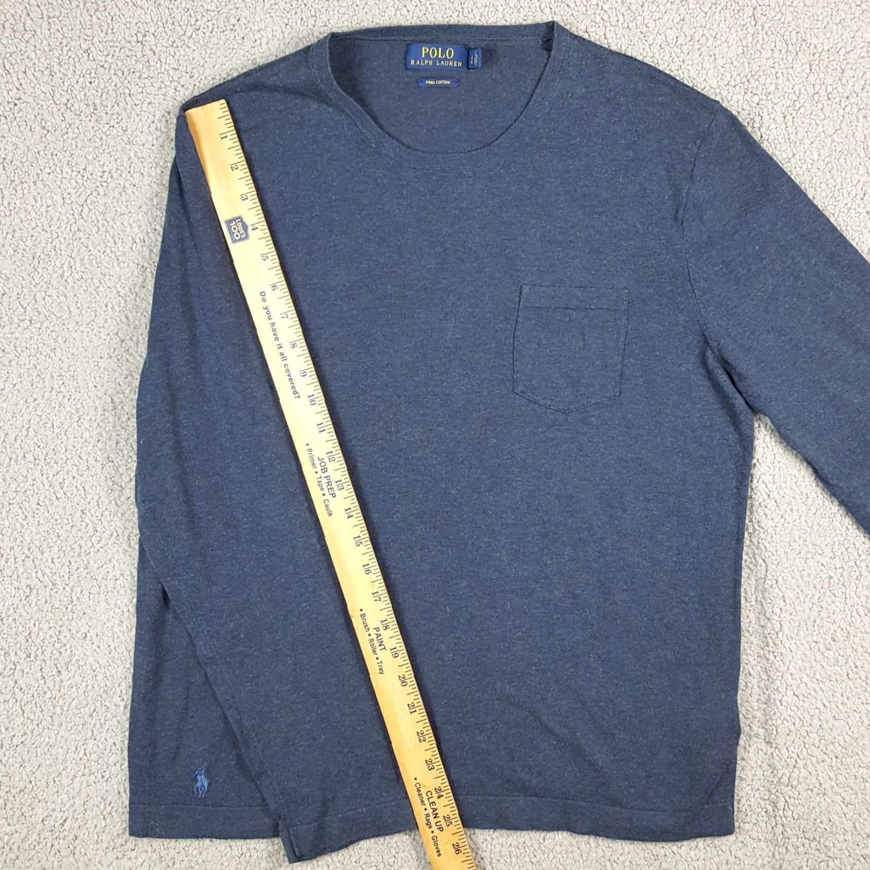 Ralph Lauren VINTAGE Polo Ralph Lauren Long Sleeve Shirt Adult Large Blue Pony Logo Pocket Crewneck 90s 00s Preppy USA Mens Size US L / EU 52-54 / 3 - 7 Thumbnail
