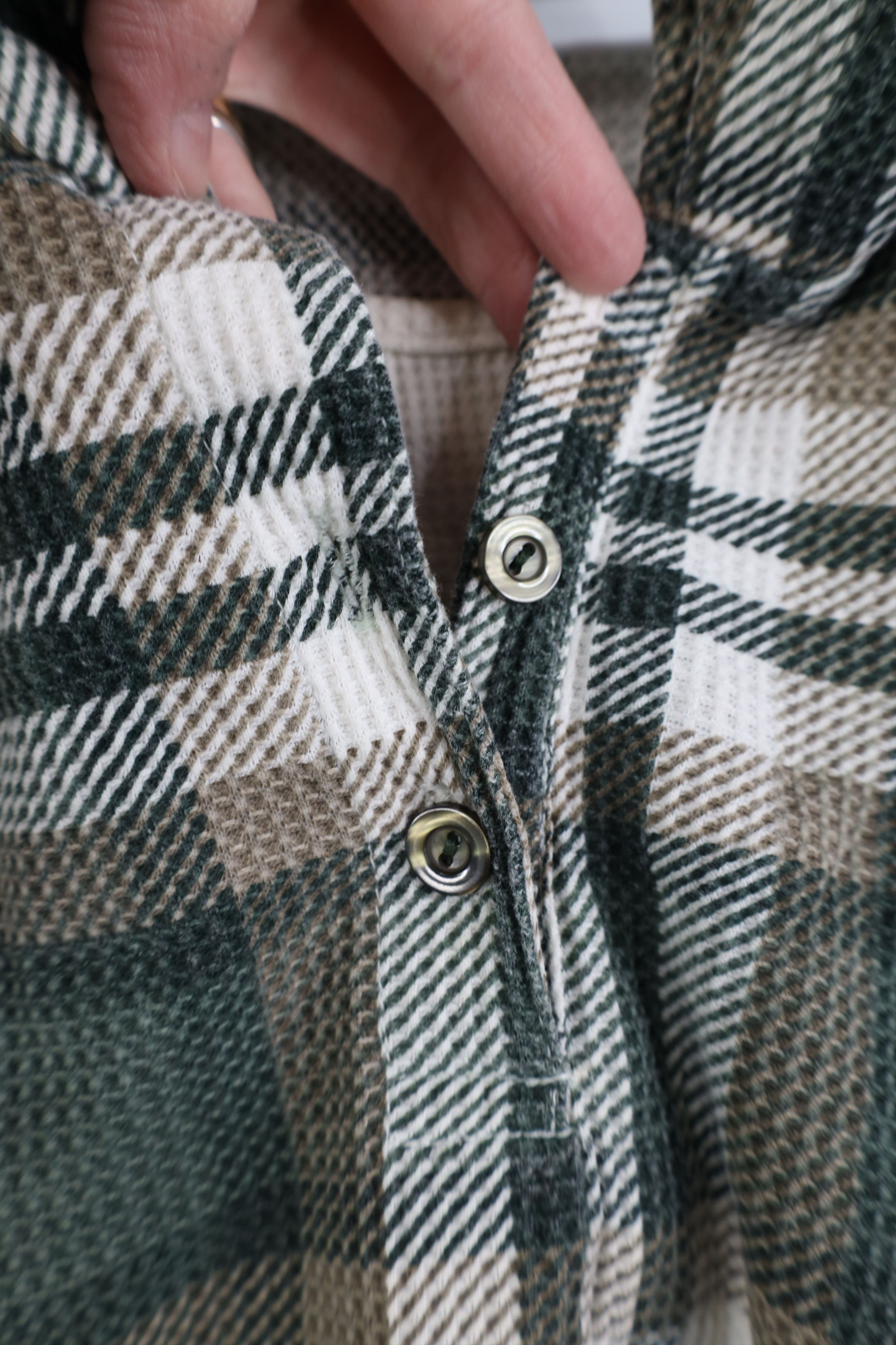 Vintage Vintage 90s Streetwear Waffle Knit Collared Polo Shirt Plaid Size 3XL / US 20-22 - 5 Thumbnail