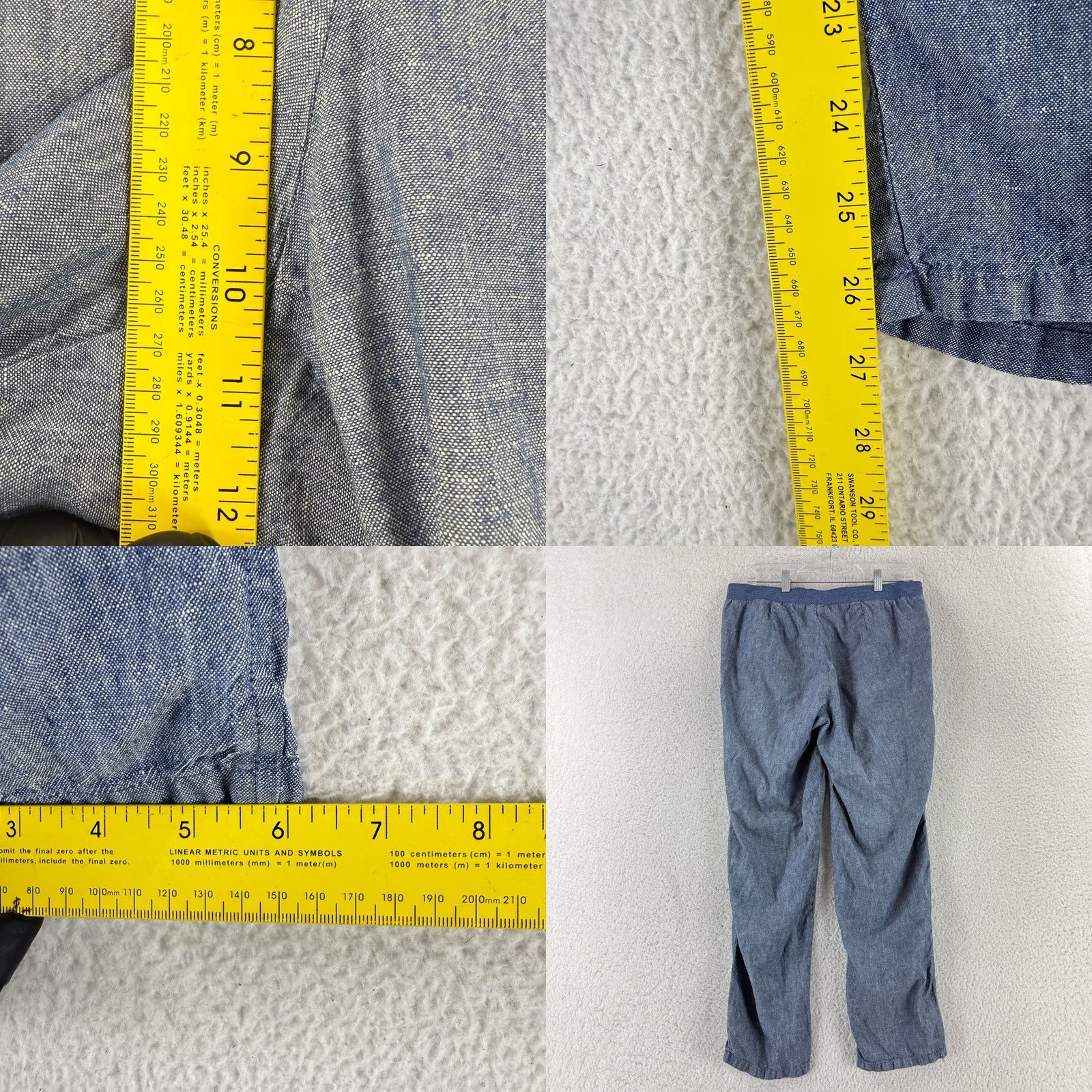 J. Jill J. Jill Linen Pull On Blue Crop Pants Womens Small Straight Leg Mid Rise Casual Linen Pants Size 28" / US 6 / IT 42 - 8 Thumbnail